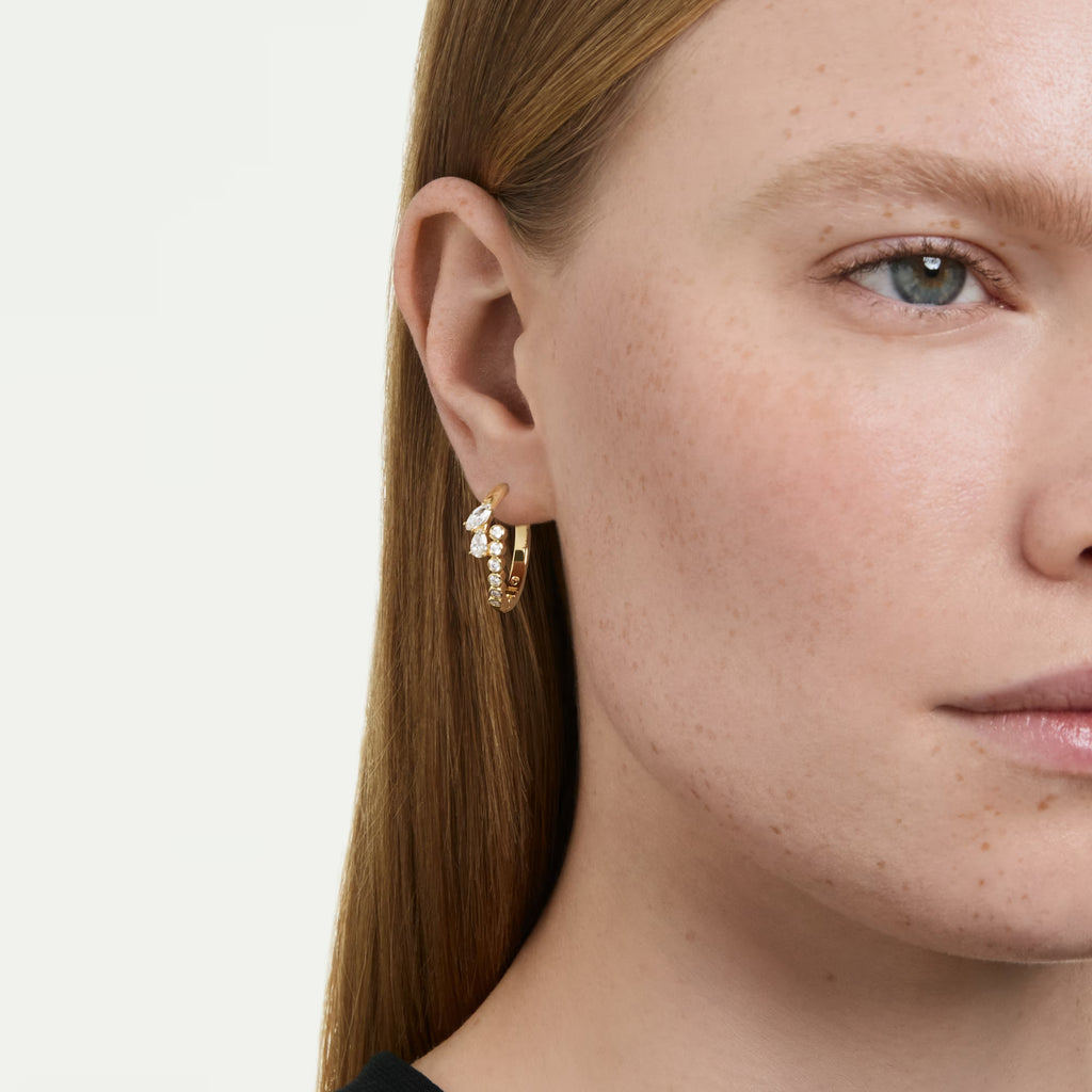 Mesmera Hoop Earrings (Mixed Cuts, White, 18K Gold Finish) 5761975
