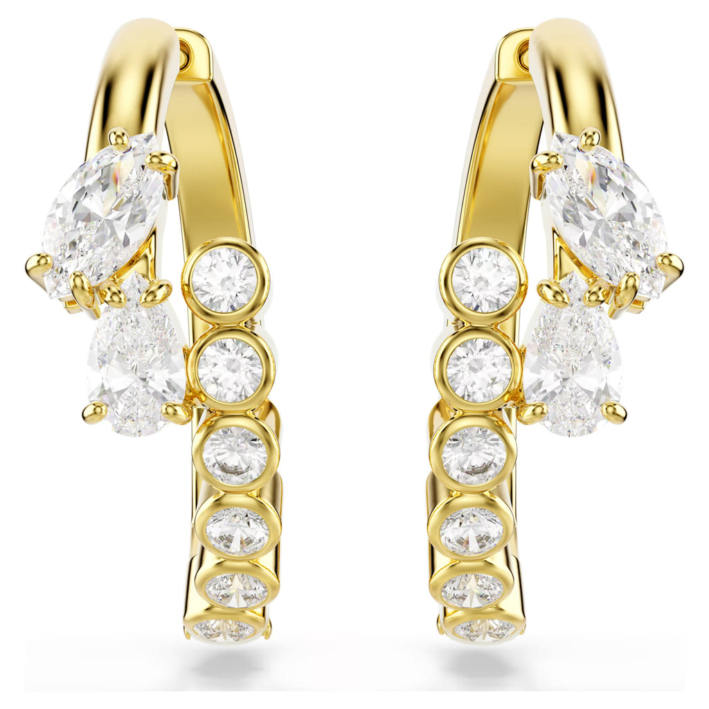 Mesmera Hoop Earrings (Mixed Cuts, White, 18K Gold Finish) 5761975