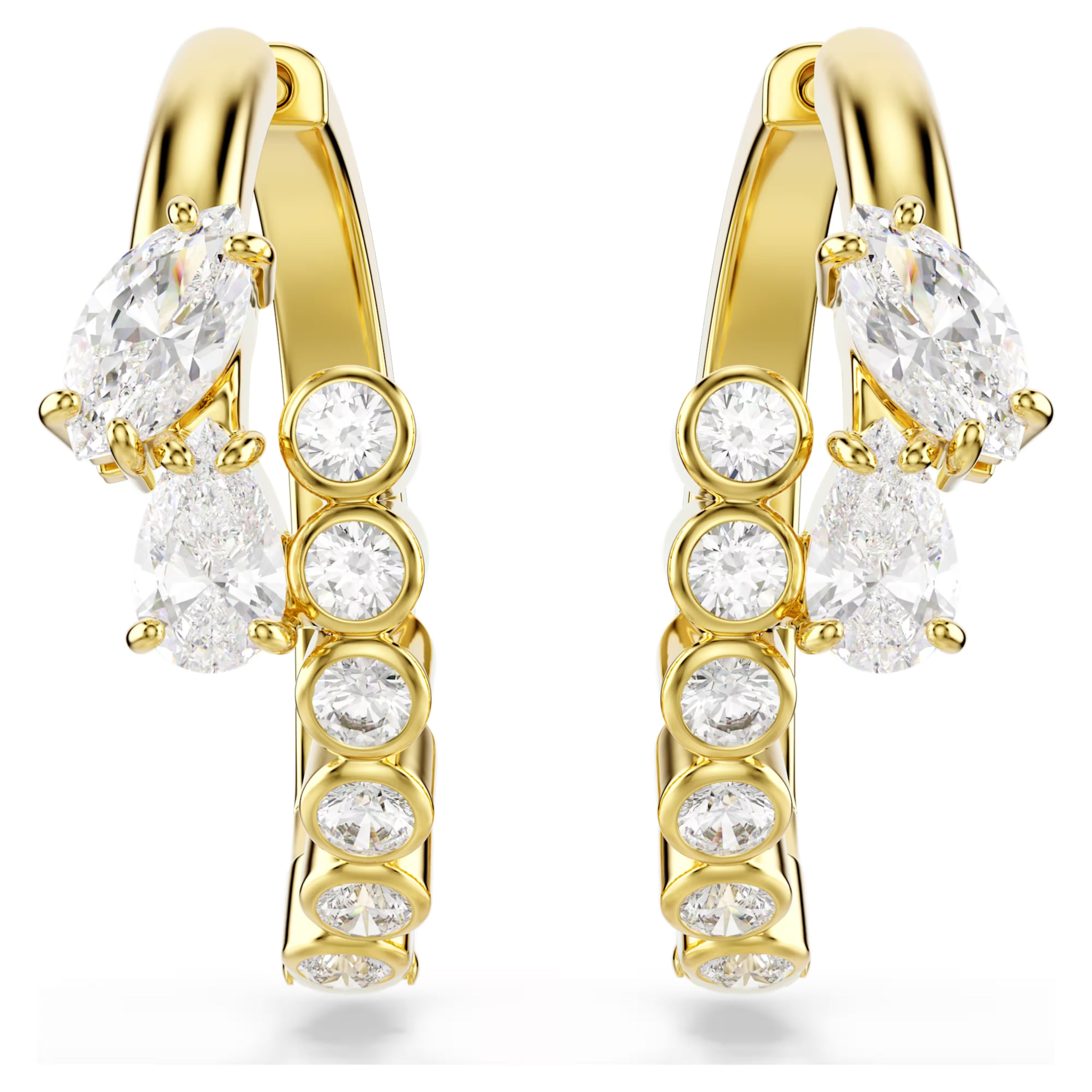 Mesmera Hoop Earrings (Mixed Cuts, White, 18K Gold Finish) 5761975