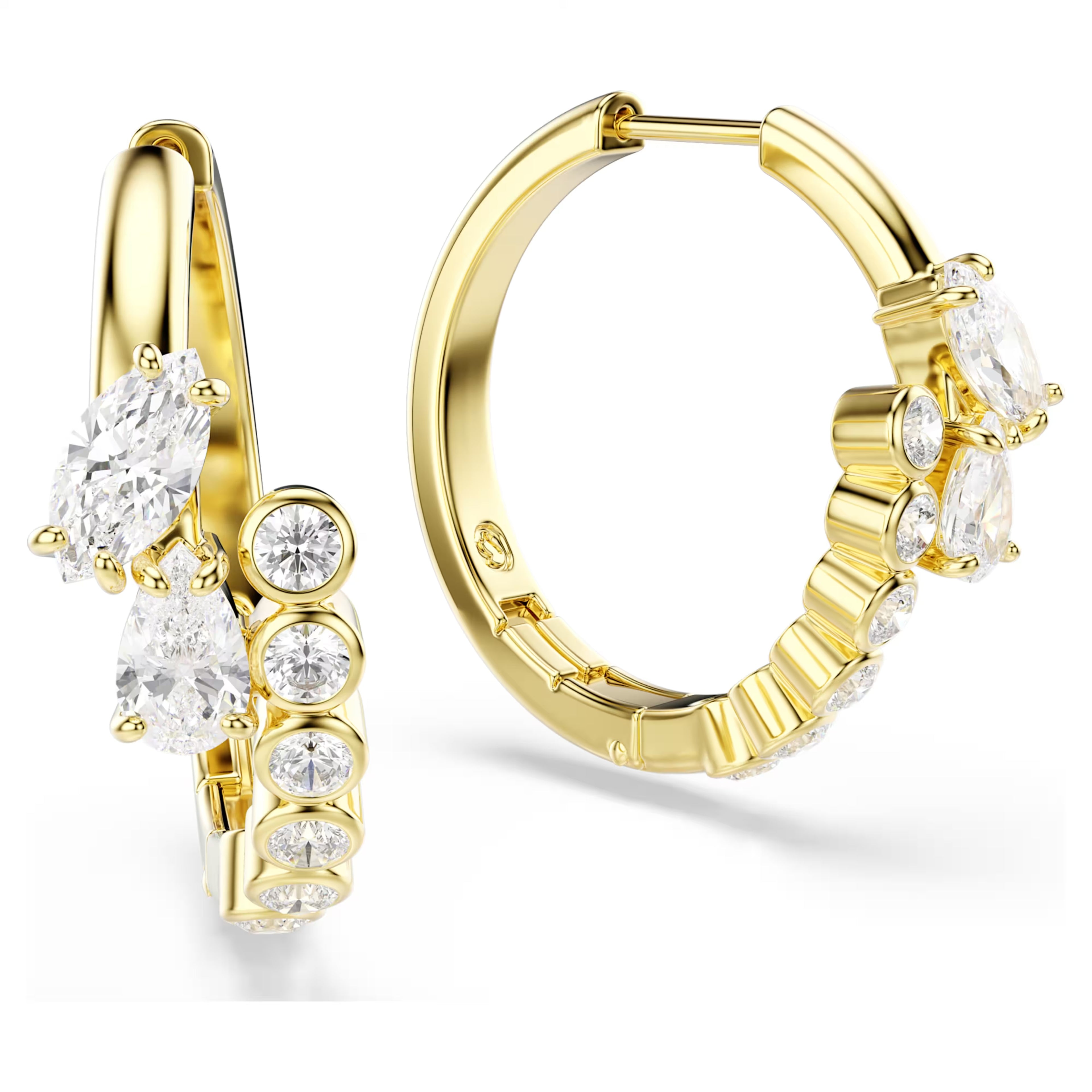 Mesmera Hoop Earrings (Mixed Cuts, White, 18K Gold Finish) 5761975