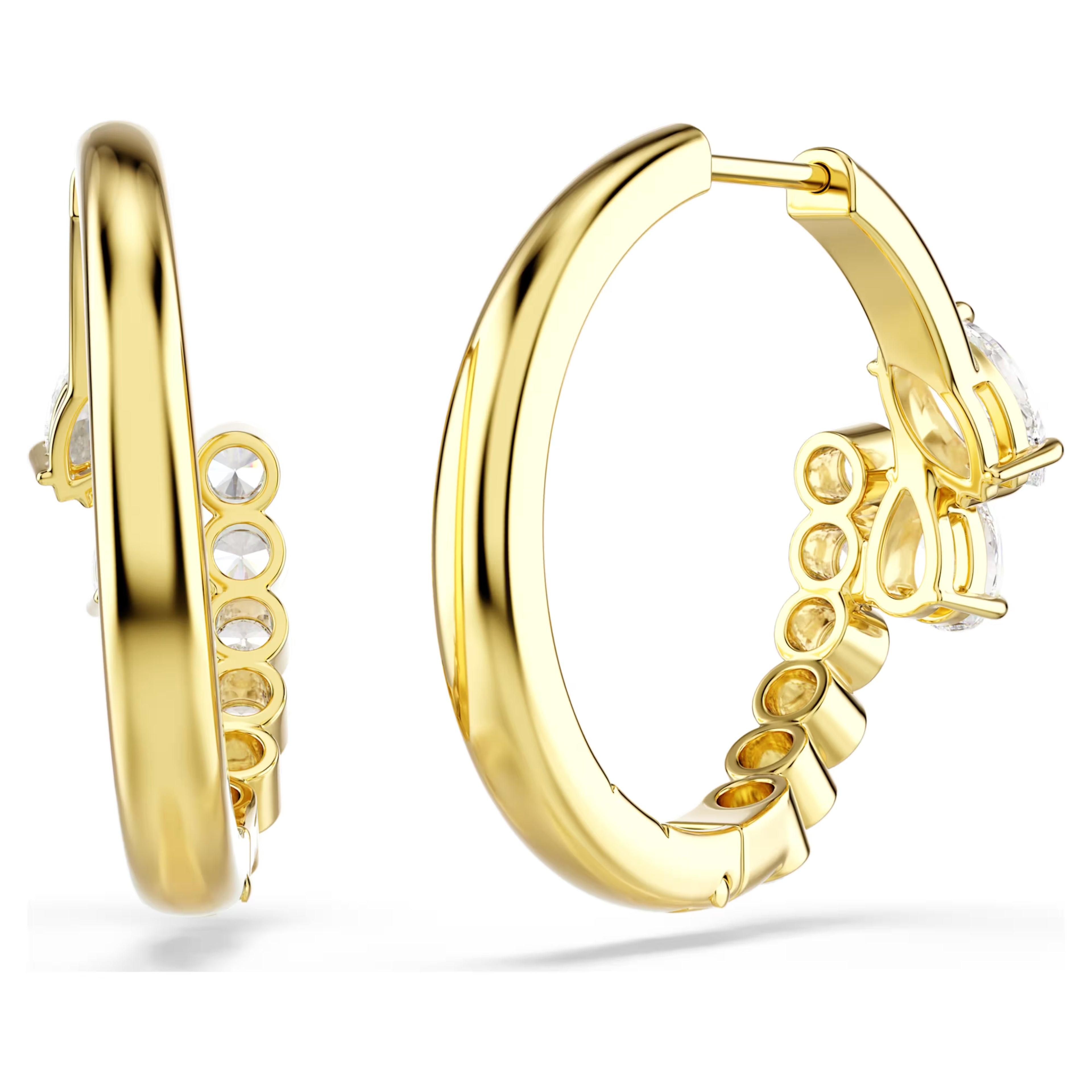 Mesmera Hoop Earrings (Mixed Cuts, White, 18K Gold Finish) 5761975