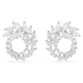 Mesmera hoop earrings Marquise cut, White, Rhodium plated 5748008