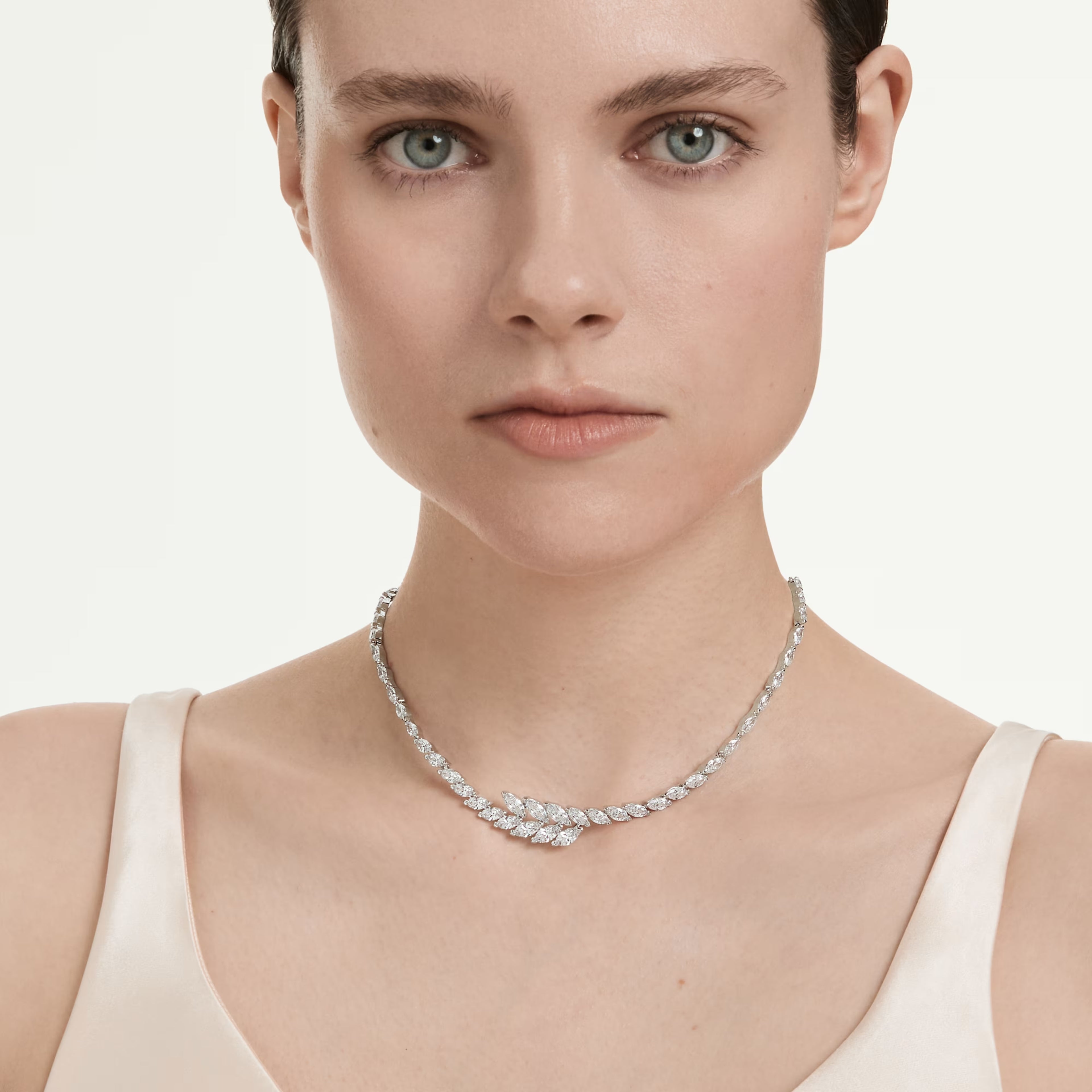 Mesmera Overlapping Necklace (Marquise Cut, White, Rhodium Plated) 5748004