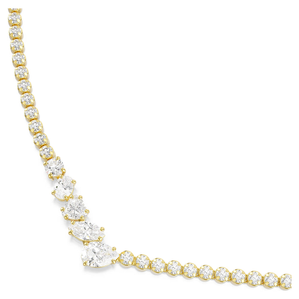 Mesmera V-Shaped Necklace (Mixed Cuts, White, 18K Gold Finish) 5747931