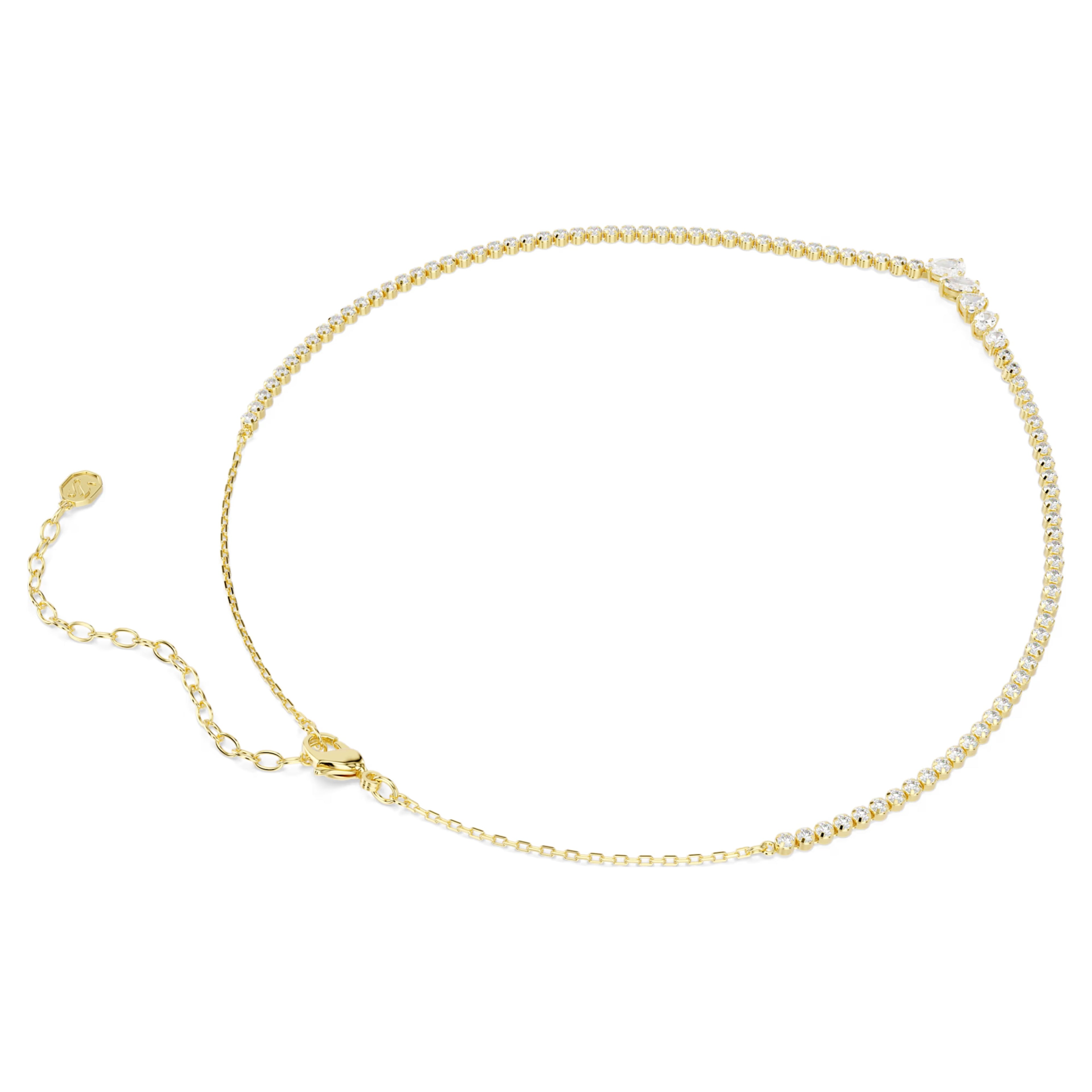 Mesmera V-Shaped Necklace (Mixed Cuts, White, 18K Gold Finish) 5747931