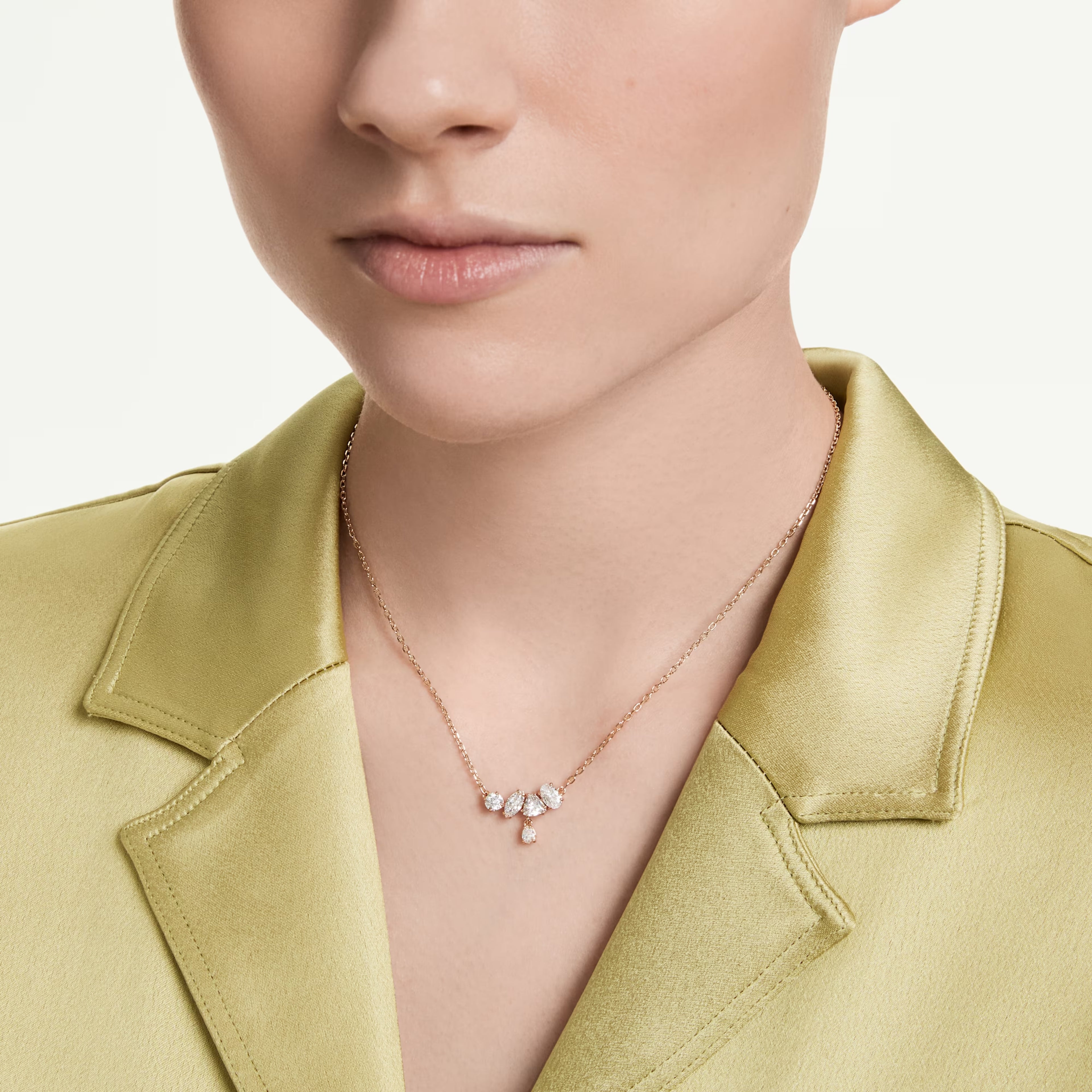 Mesmera Necklace (Mixed Cuts, White, 18K Rose Gold Finish) 5747996
