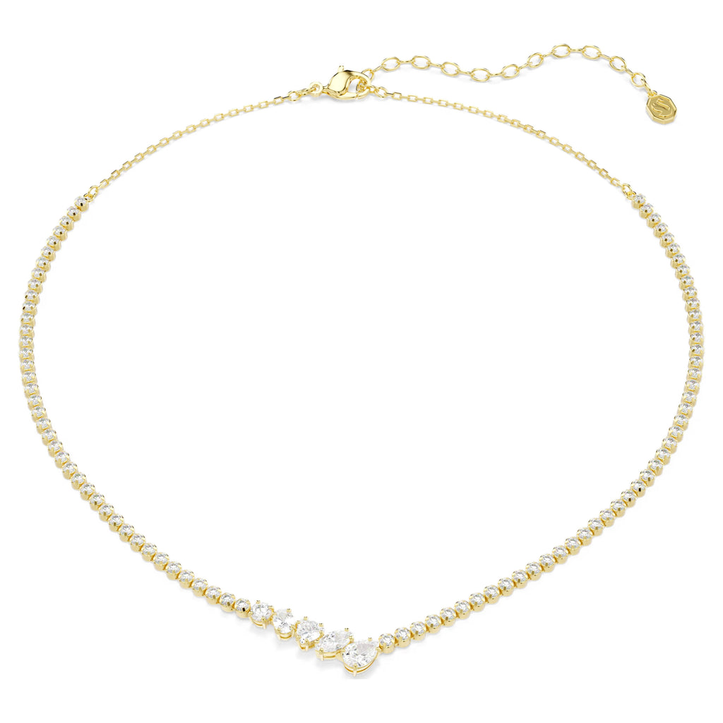 Mesmera V-Shaped Necklace (Mixed Cuts, White, 18K Gold Finish) 5747931