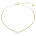 Mesmera V-Shaped Necklace (Mixed Cuts, White, 18K Gold Finish) 5747931