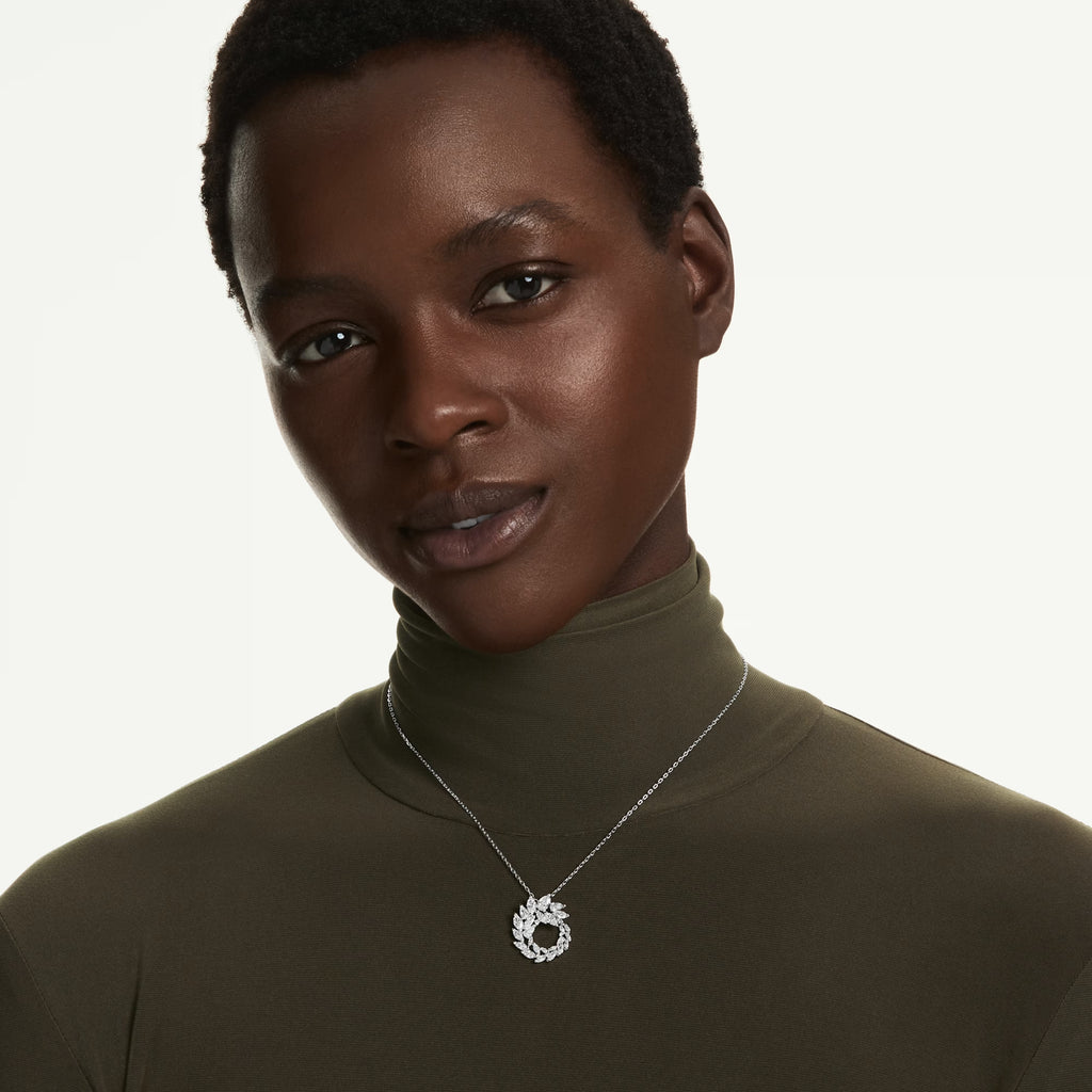 Mesmera pendant Marquise cut, White, Rhodium plated 5759837