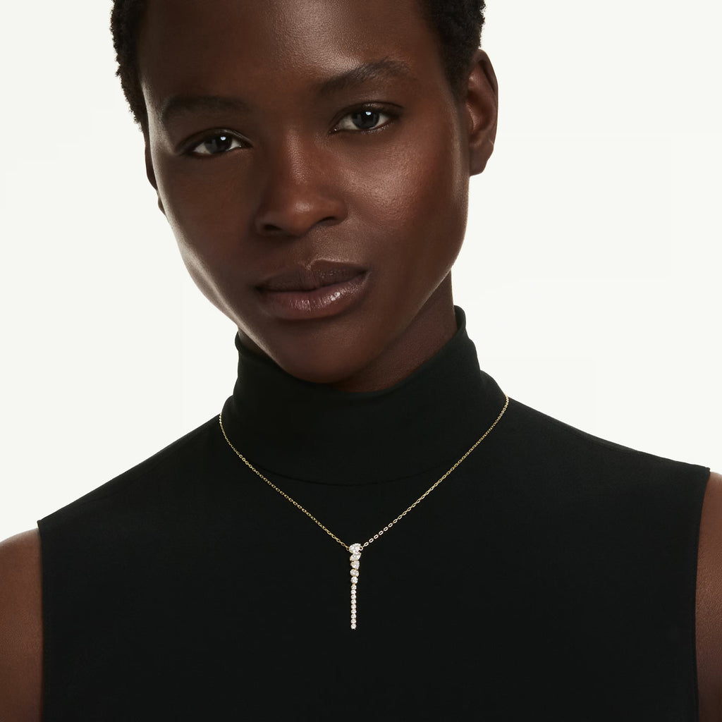 Mesmera Y Necklace (Mixed Cuts, White, 18K Gold Finish). 5747997