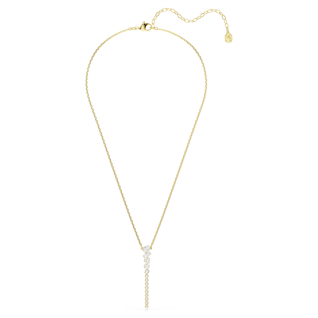 Mesmera Y Necklace (Mixed Cuts, White, 18K Gold Finish). 5747997