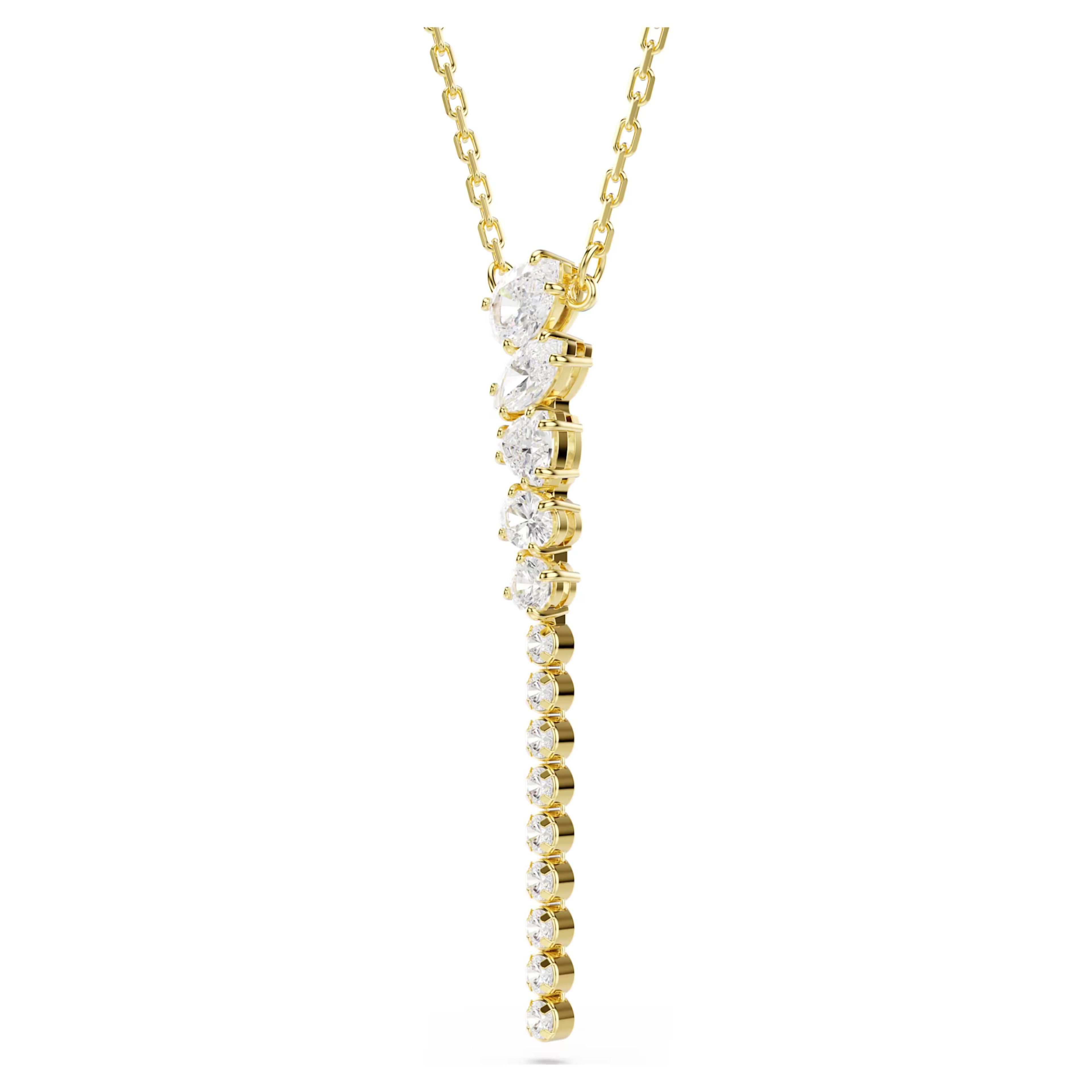 Mesmera Y Necklace (Mixed Cuts, White, 18K Gold Finish). 5747997