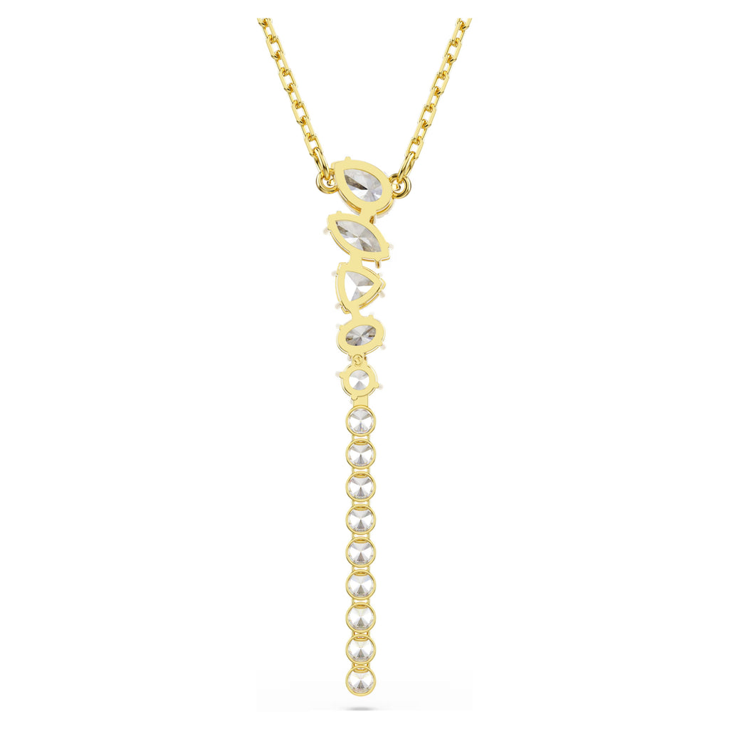 Mesmera Y Necklace (Mixed Cuts, White, 18K Gold Finish). 5747997