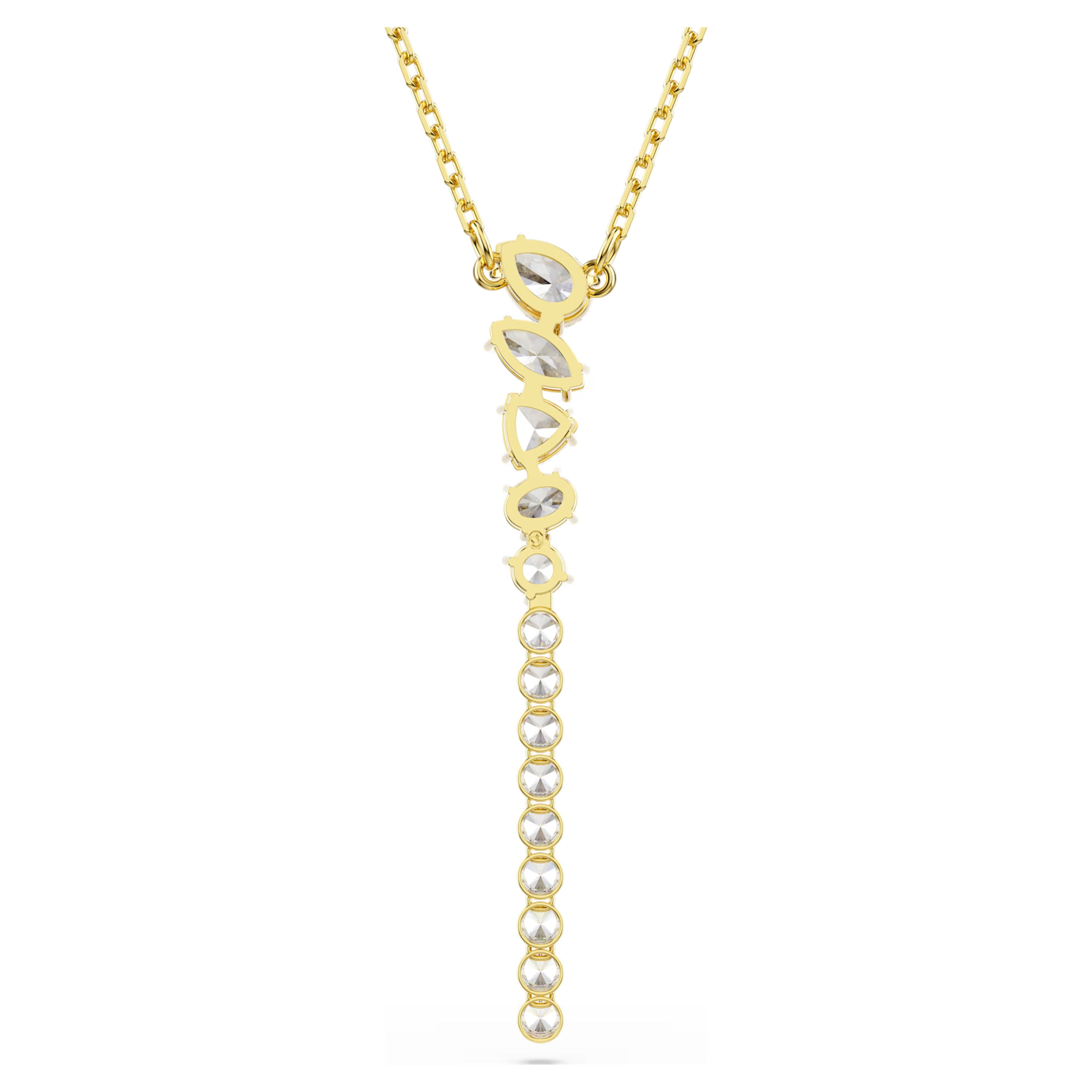 Mesmera Y Necklace (Mixed Cuts, White, 18K Gold Finish). 5747997