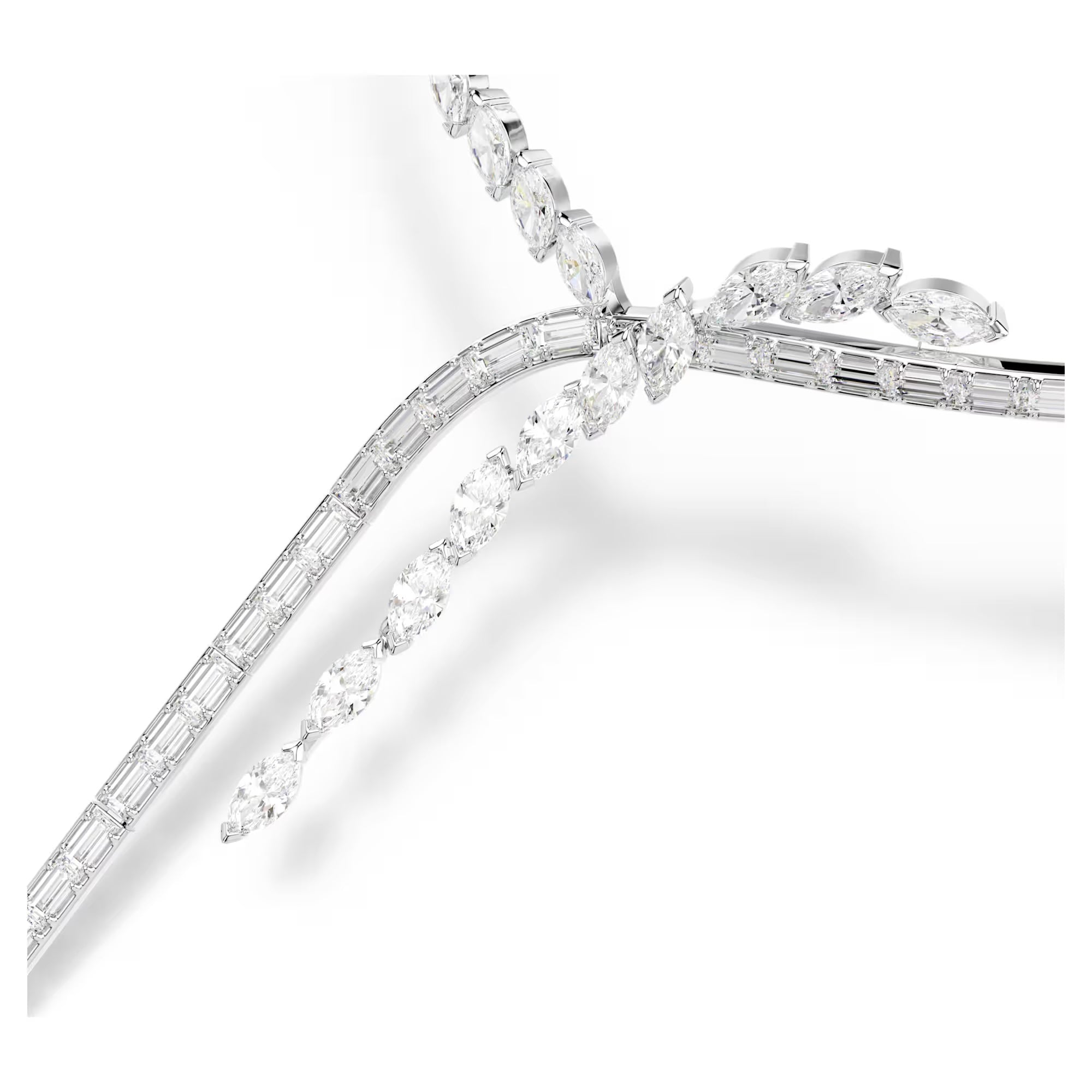 Mesmera Y necklace Mixed cuts, White, Rhodium plated 5748652