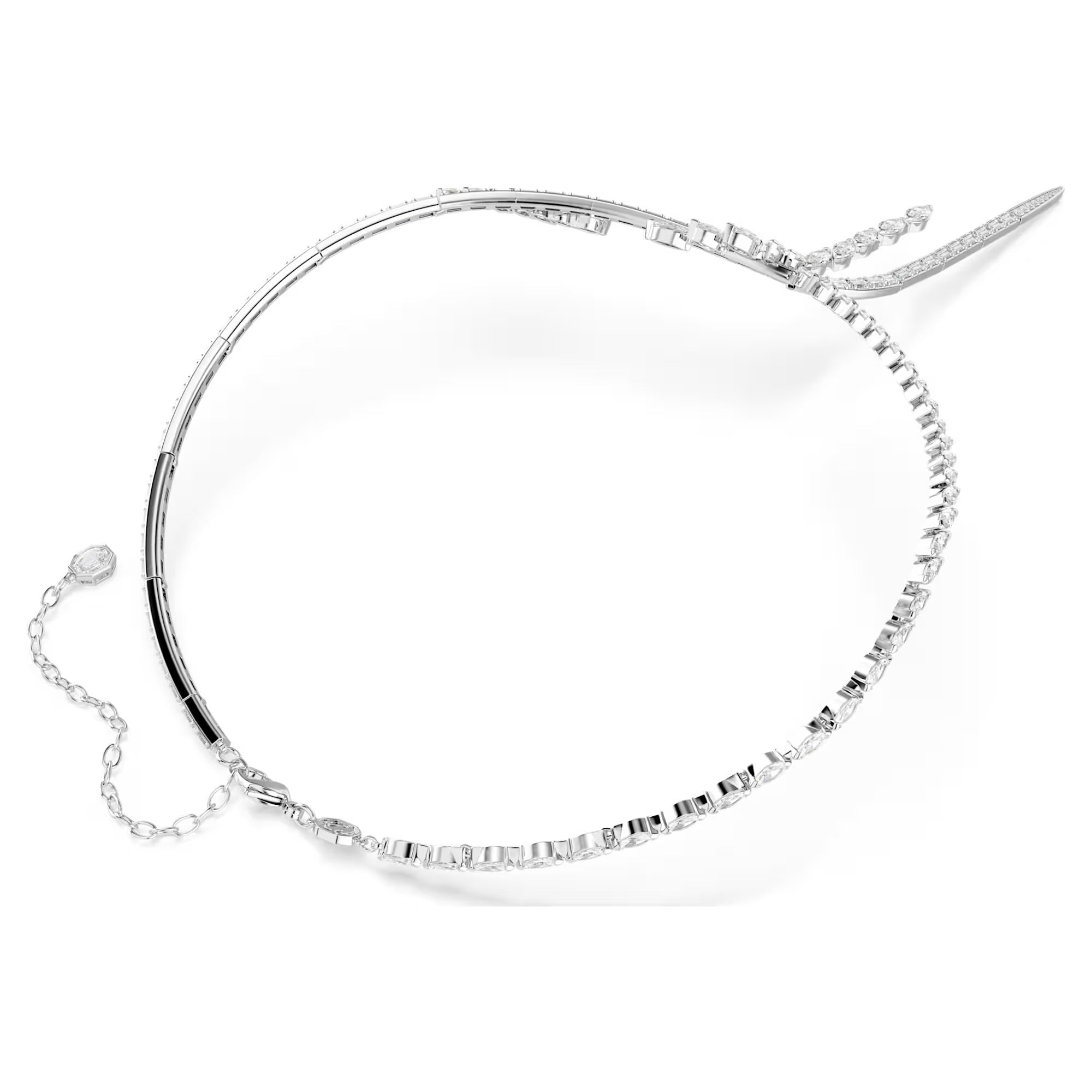 Mesmera Y necklace Mixed cuts, White, Rhodium plated 5748652