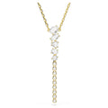 Mesmera Y Necklace (Mixed Cuts, White, 18K Gold Finish). 5747997