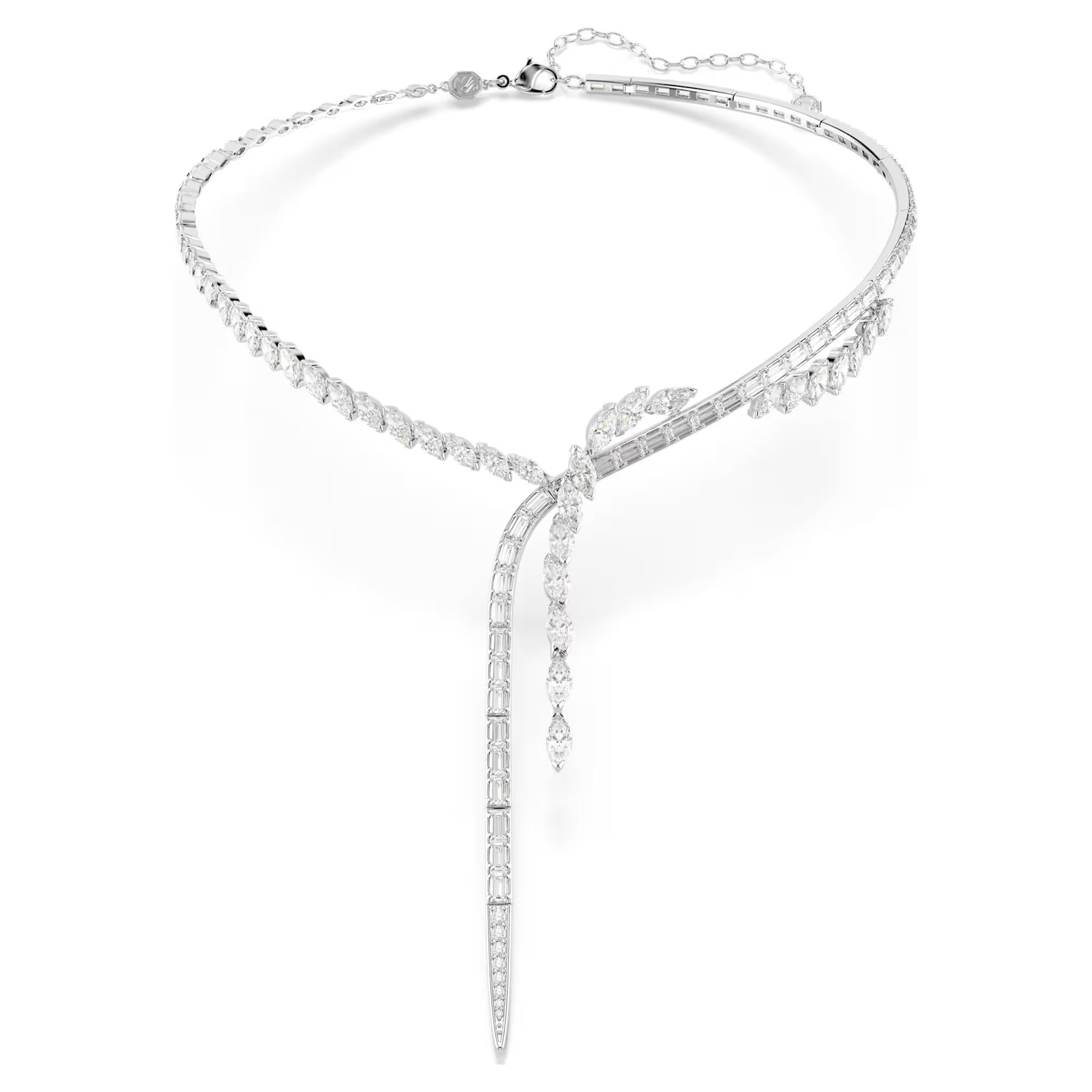 Mesmera Y necklace Mixed cuts, White, Rhodium plated 5748652