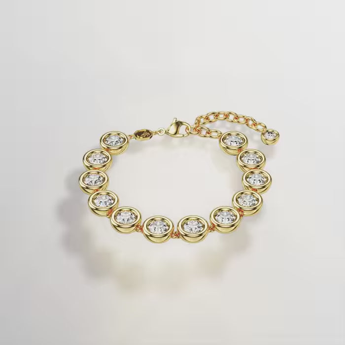 Imber Tennis bracelet Round cut, White, Gold-tone plated 5682586