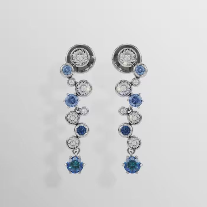 Constella drop earrings Mixed cuts, Blue, Rhodium plated 5732775