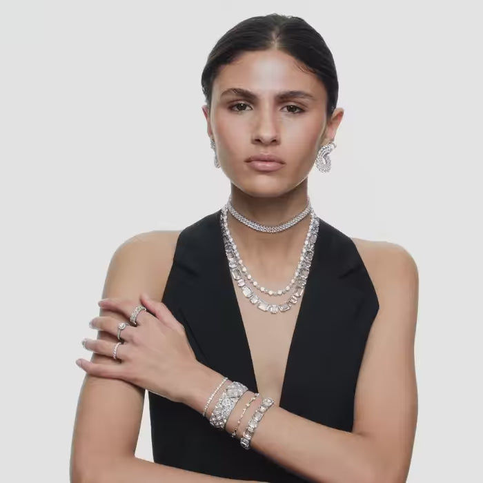 Constella bracelet Crystal pearl, Round cuts, White, Rhodium plated 5707511