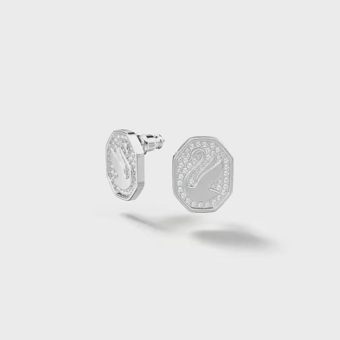 Signum Rhodium Plated Swan Stud Earrings 5621097