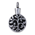 Stainless Steel/Black Enamel ‘Tree of Life’ Memorial Pendant with Screw Opening Bail STP183