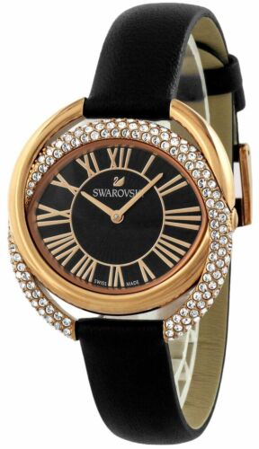 Duo Black Sunray Dial Rose Gold Black Leather Watch