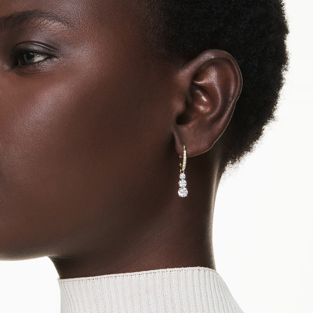Stilla Attract hoop earrings Round cut, White, 18k gold finish 5723300