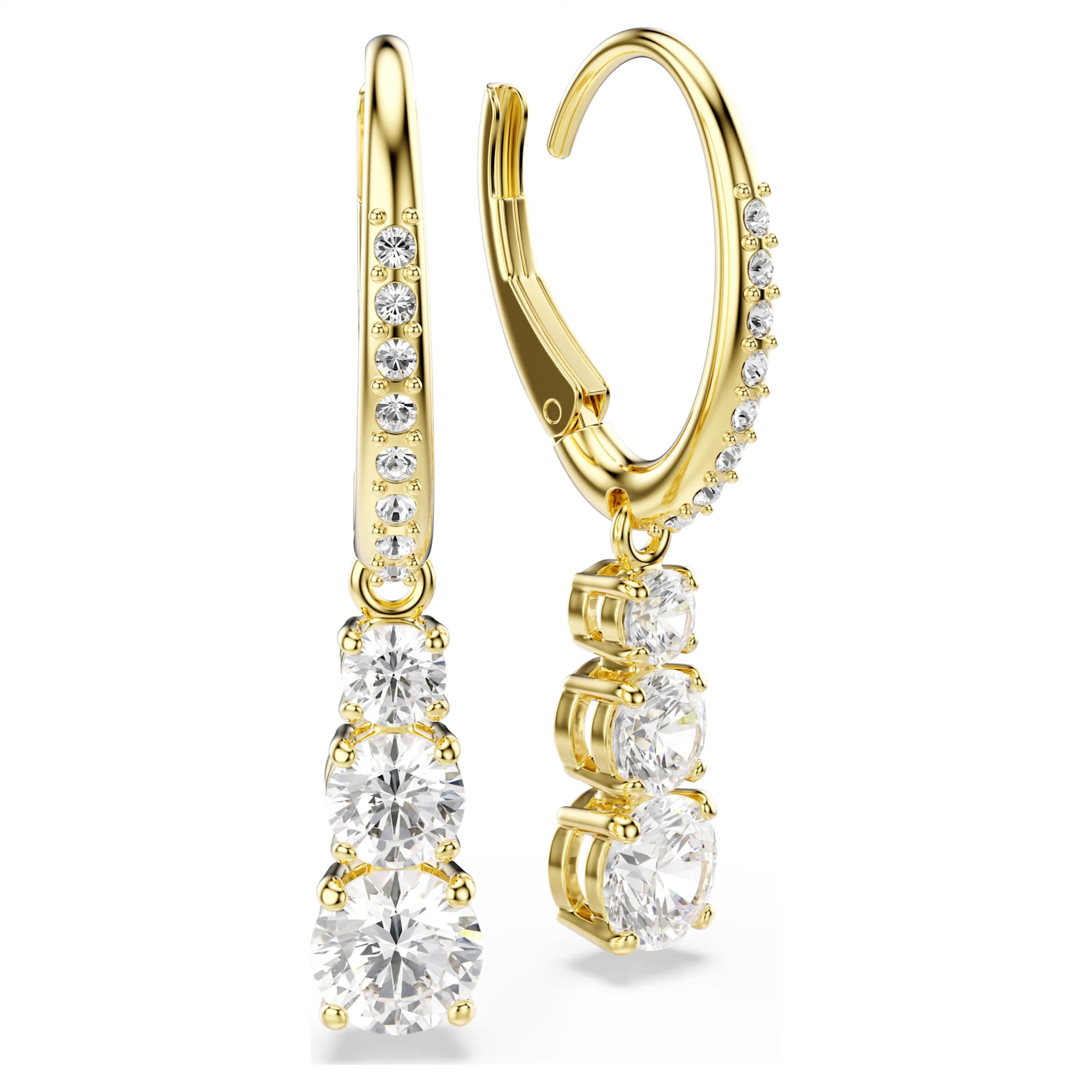 Stilla Attract hoop earrings Round cut, White, 18k gold finish 5723300