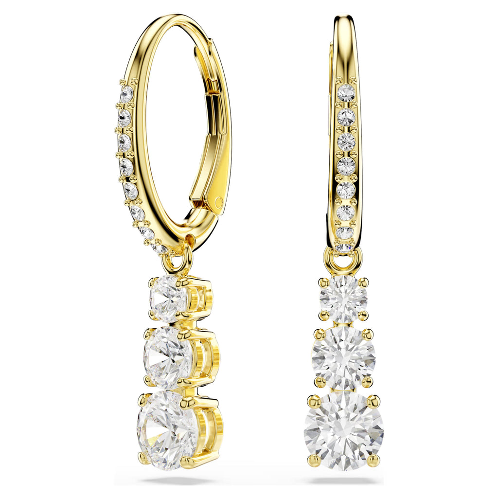 Stilla Attract hoop earrings Round cut, White, 18k gold finish 5723300