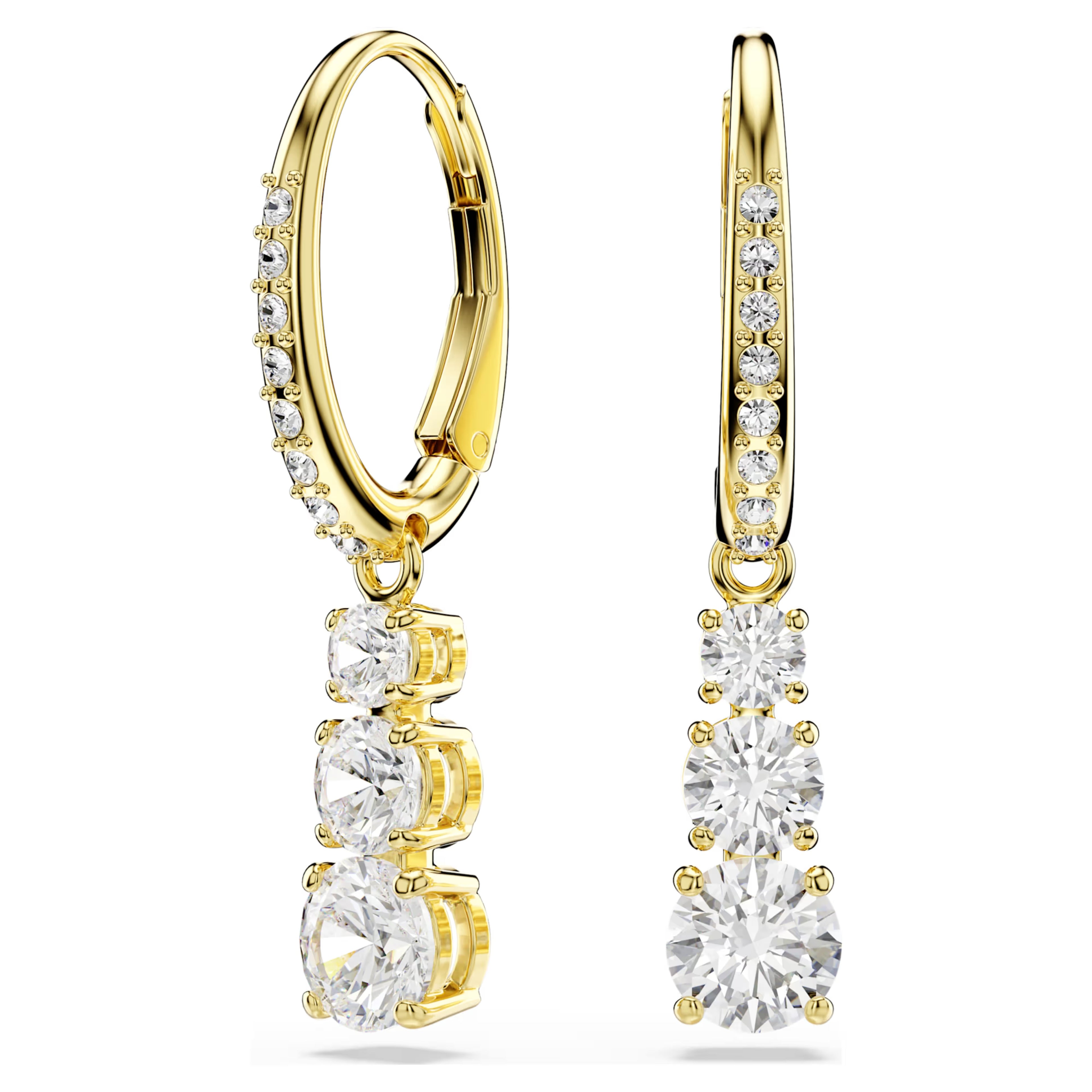 Stilla Attract hoop earrings Round cut, White, 18k gold finish 5723300