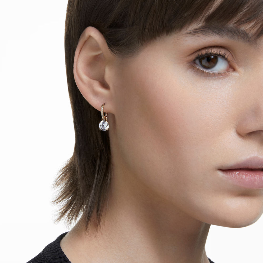 Stilla drop earrings Round cut, White, 18k gold finish 5638802