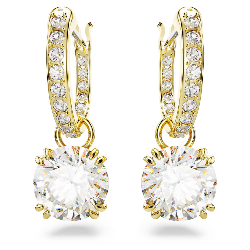 Stilla drop earrings Round cut, White, 18k gold finish 5638802
