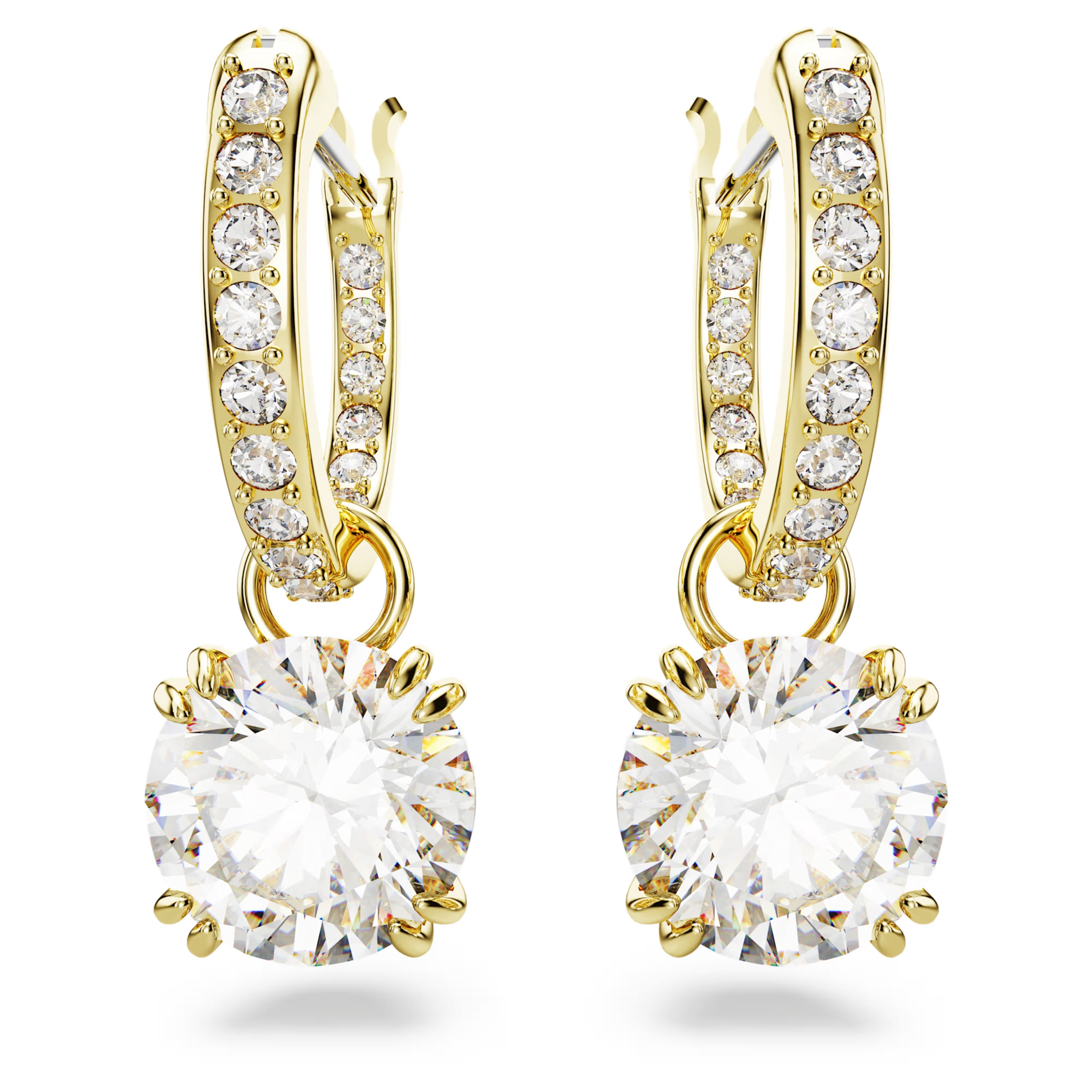 Stilla drop earrings Round cut, White, 18k gold finish 5638802