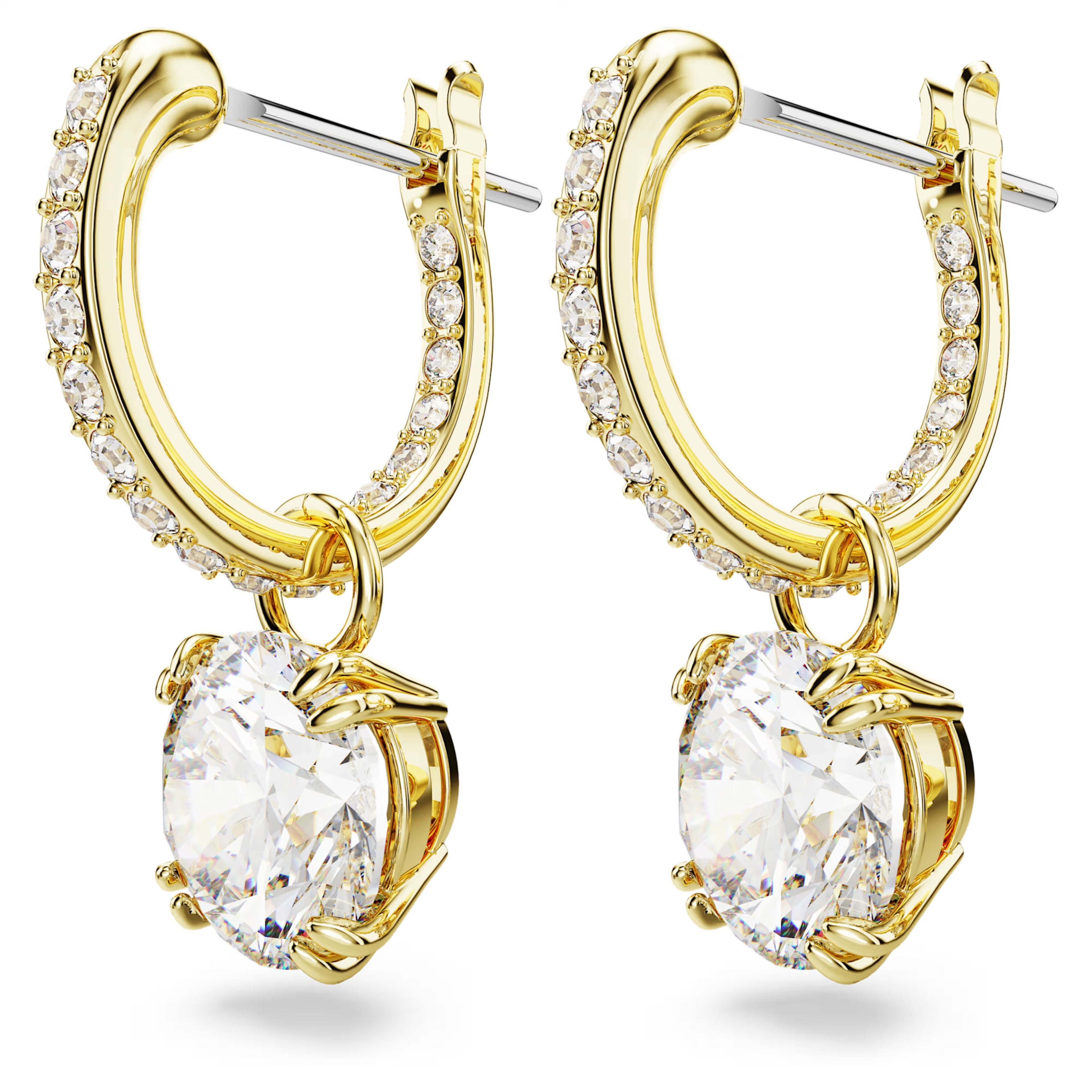 Stilla drop earrings Round cut, White, 18k gold finish 5638802