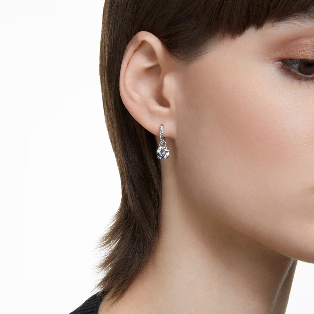 Stilla drop earrings Round cut, White, Rhodium plated 5636717