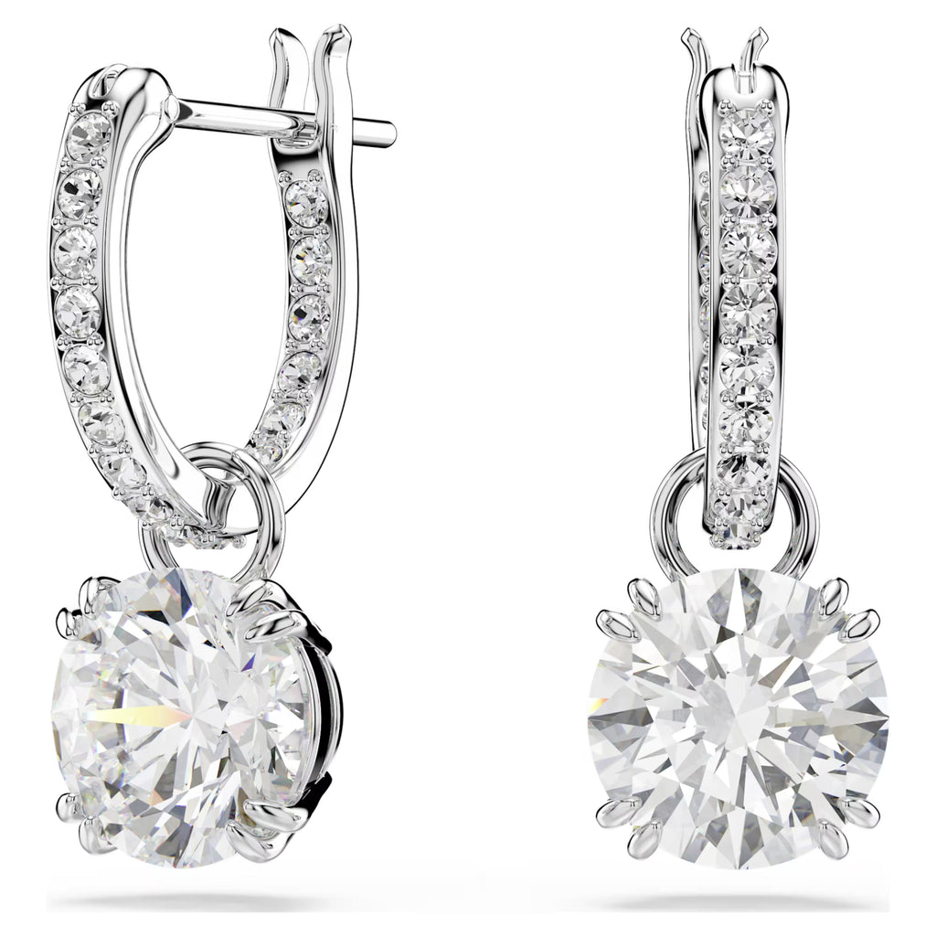 Stilla drop earrings Round cut, White, Rhodium plated 5636717