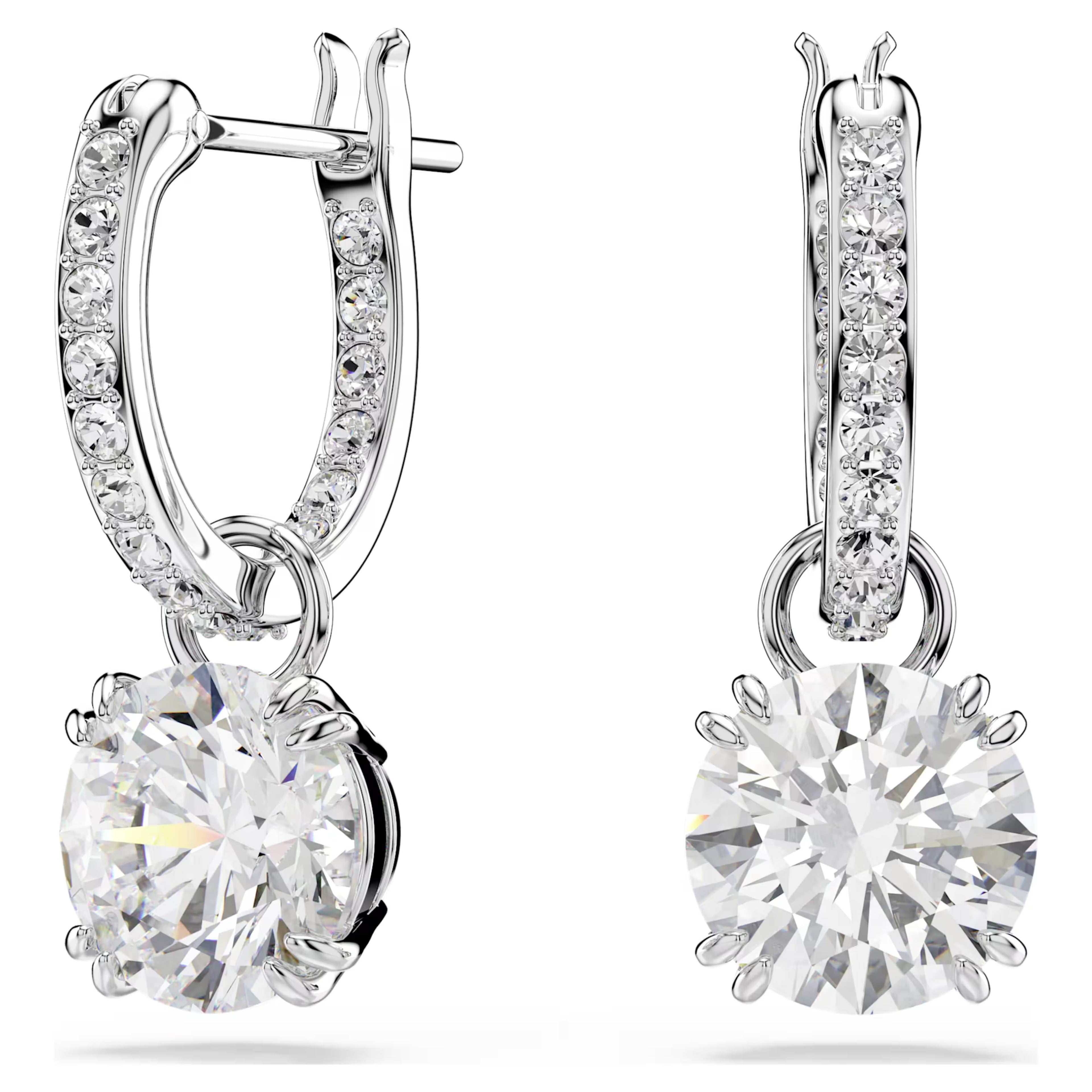 Stilla drop earrings Round cut, White, Rhodium plated 5636717