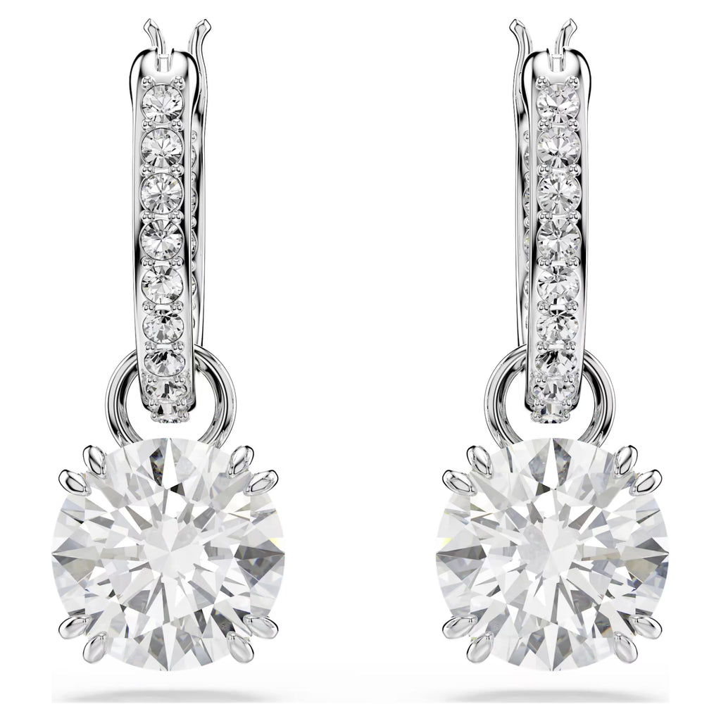 Stilla drop earrings Round cut, White, Rhodium plated 5636717