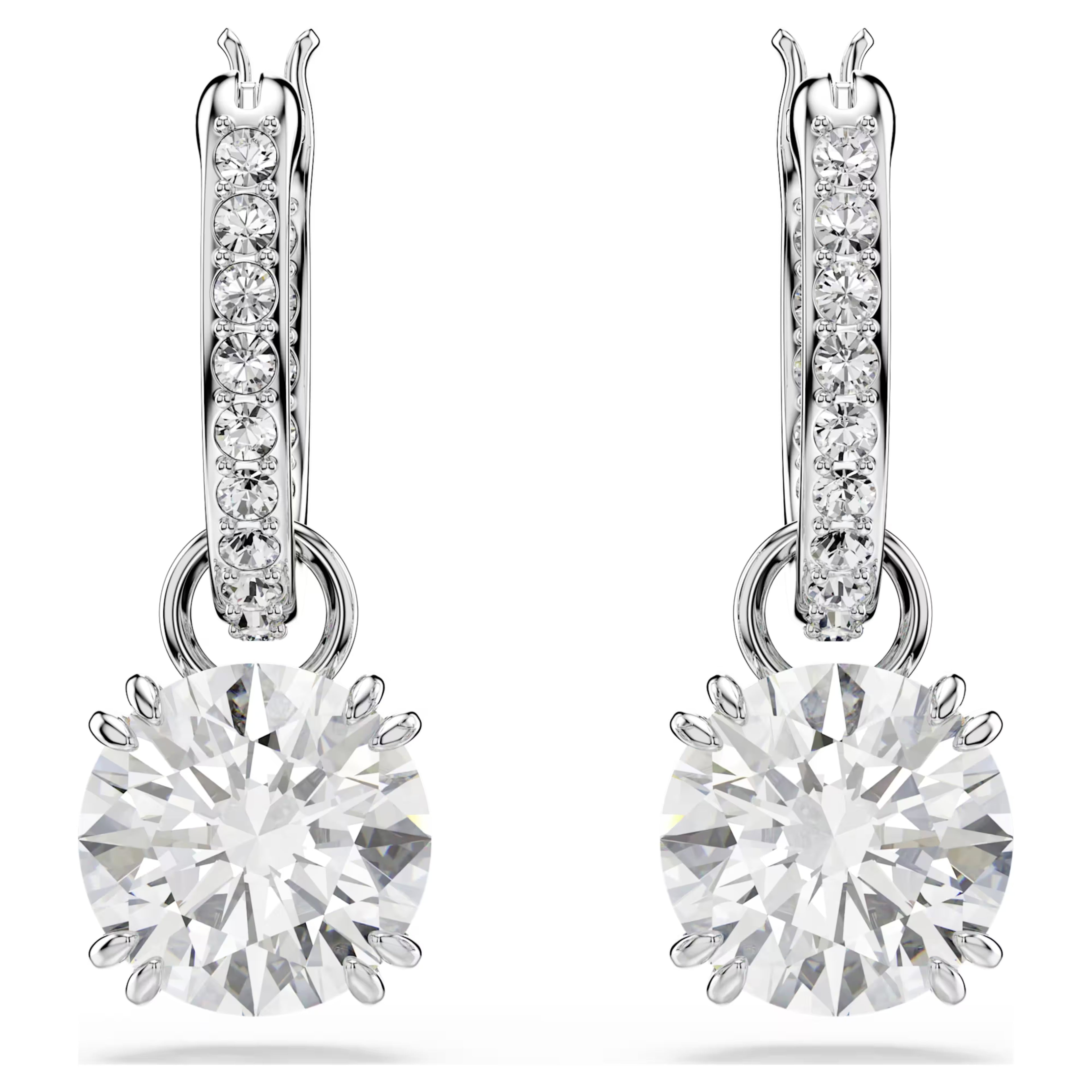 Stilla drop earrings Round cut, White, Rhodium plated 5636717