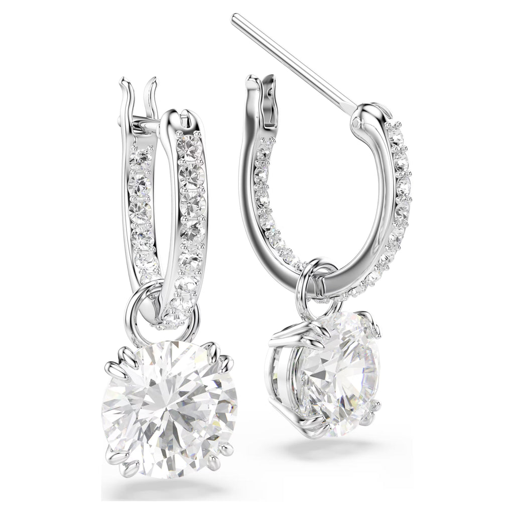 Stilla drop earrings Round cut, White, Rhodium plated 5636717
