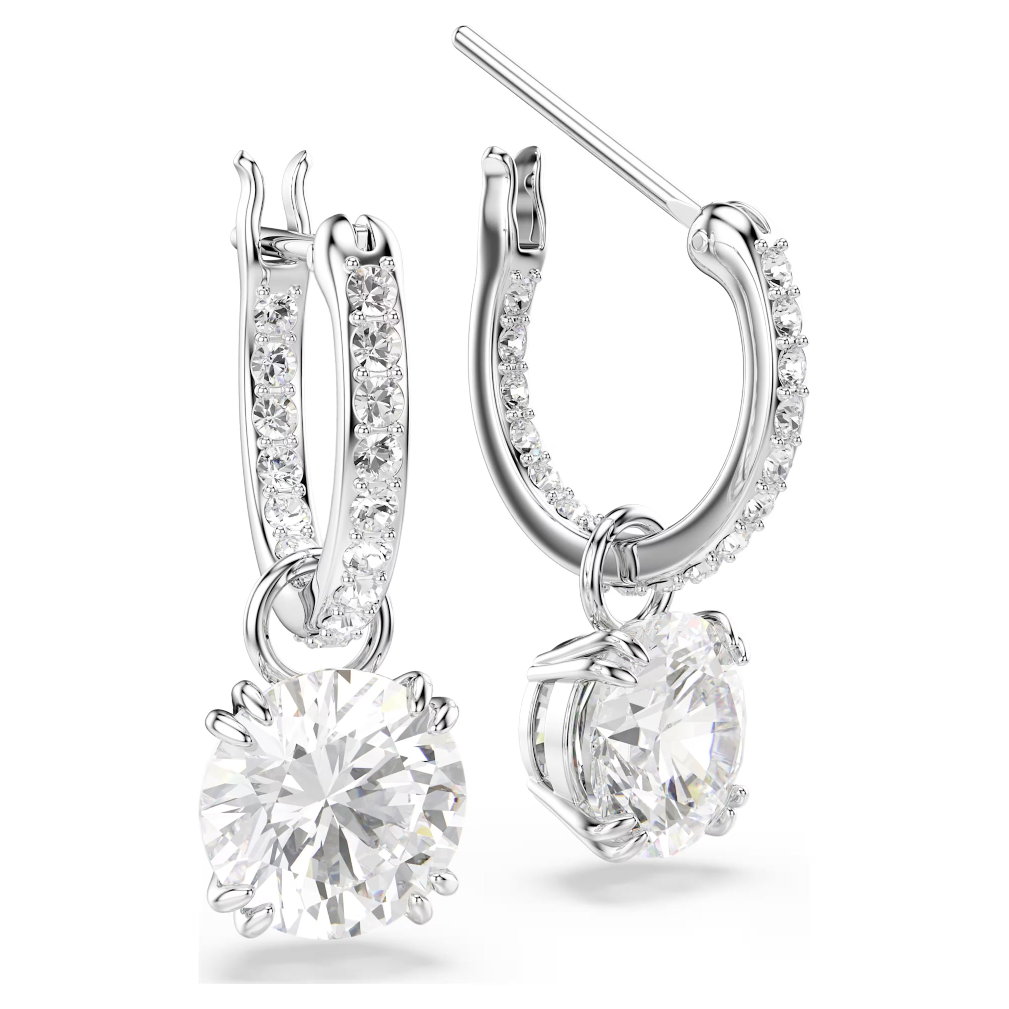 Stilla drop earrings Round cut, White, Rhodium plated 5636717
