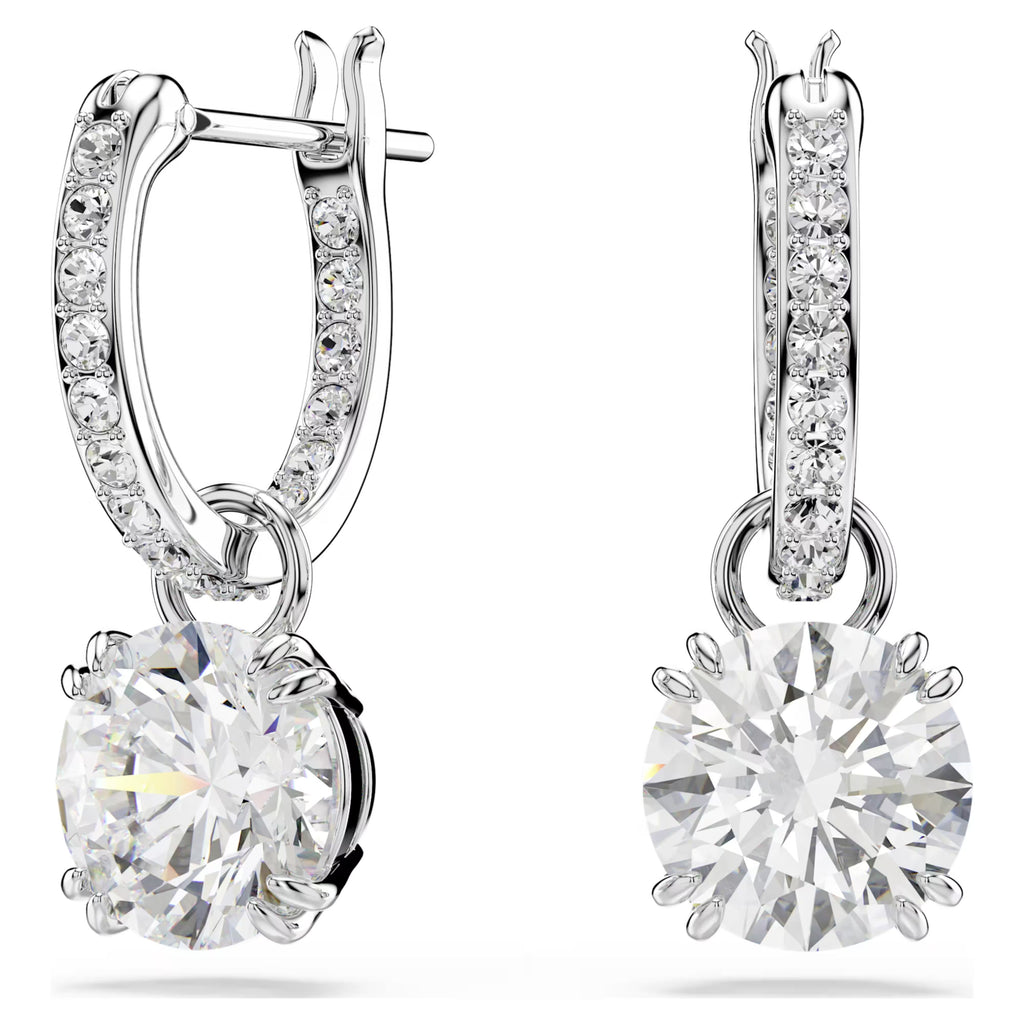 Stilla drop earrings Round cut, White, Rhodium plated 5636717