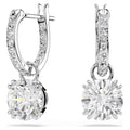 Stilla drop earrings Round cut, White, Rhodium plated 5636717
