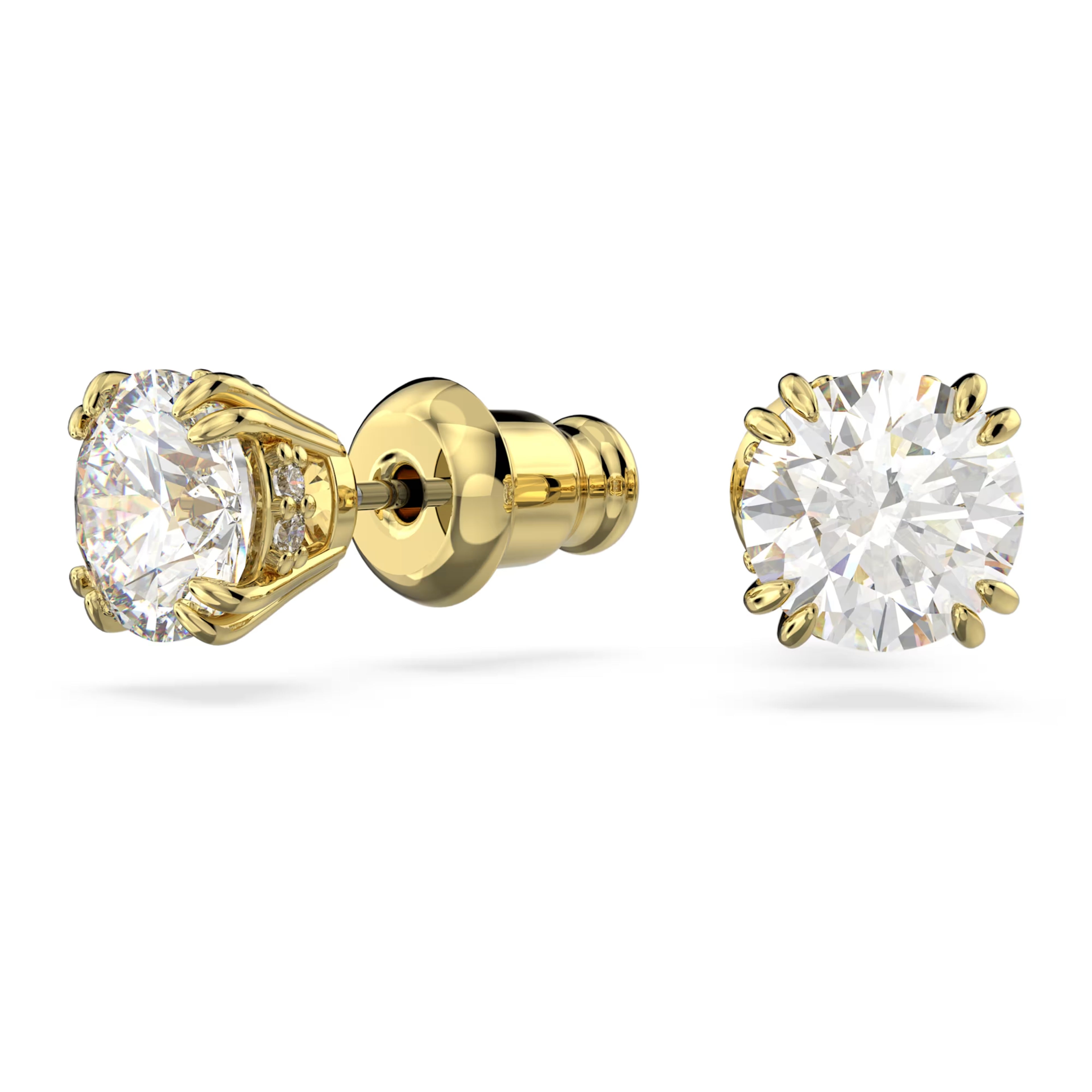 Stilla stud earrings Round cut, White, 18k gold finish 5642595