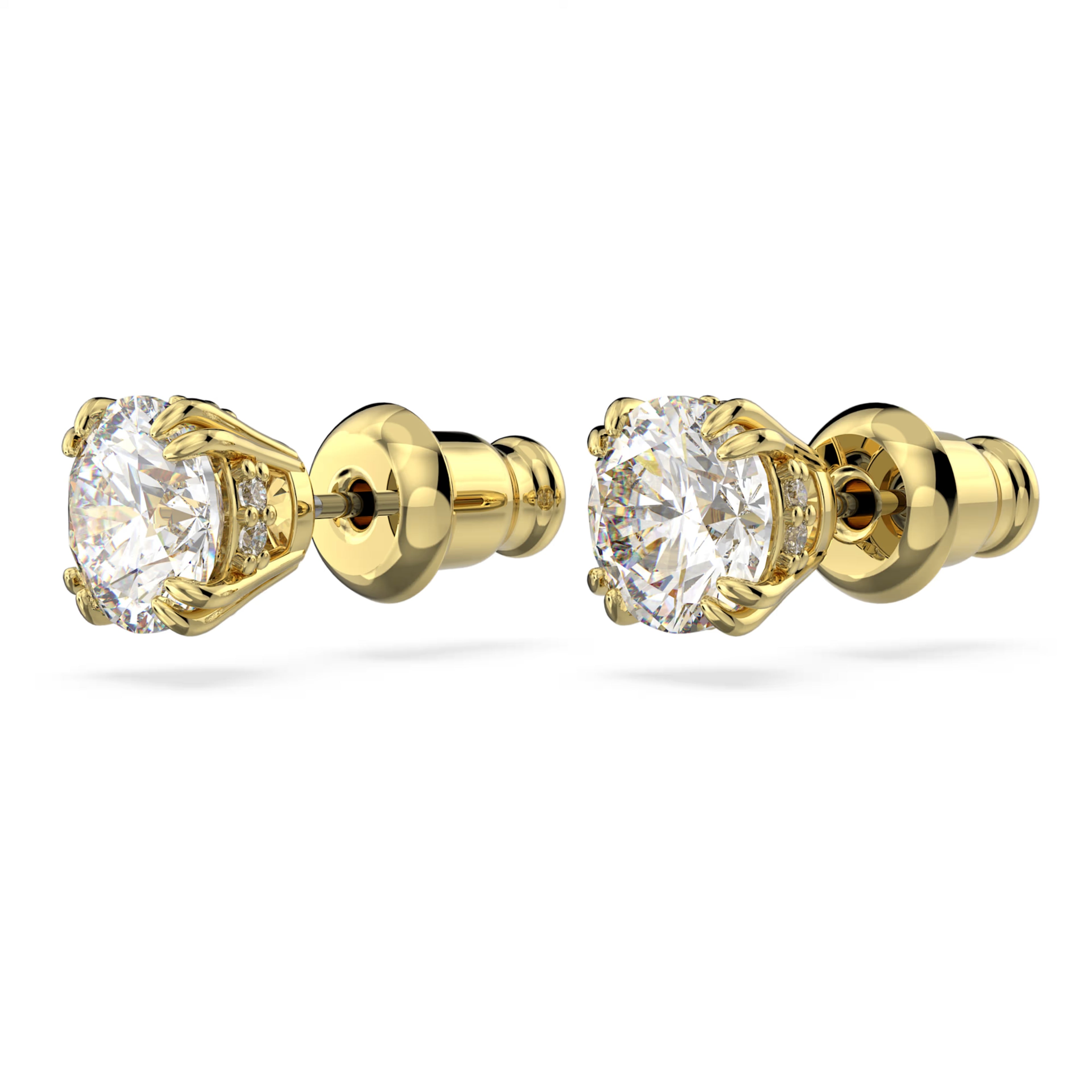 Stilla stud earrings Round cut, White, 18k gold finish 5642595