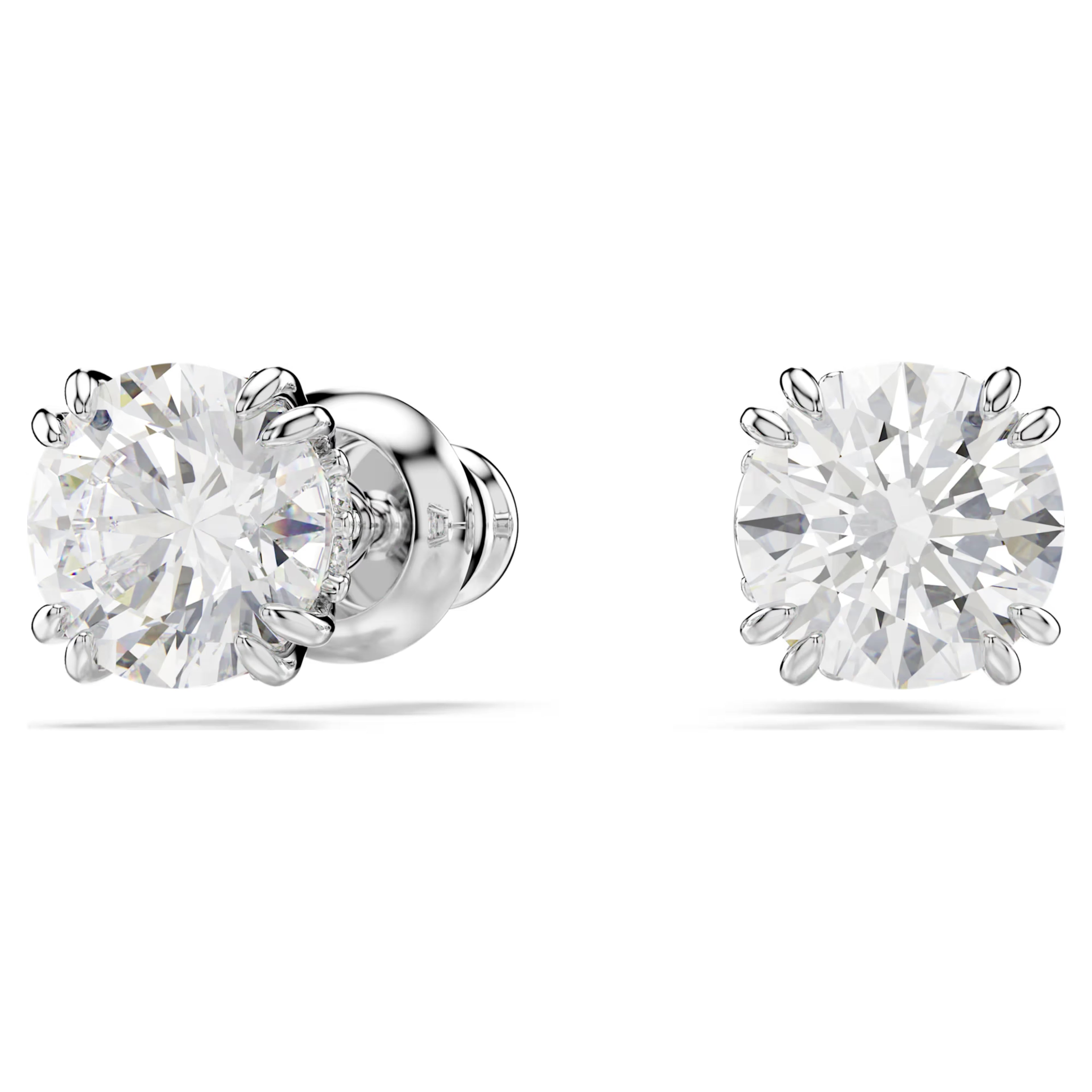 Stilla stud earrings Round cut, White, Rhodium plated 5636712