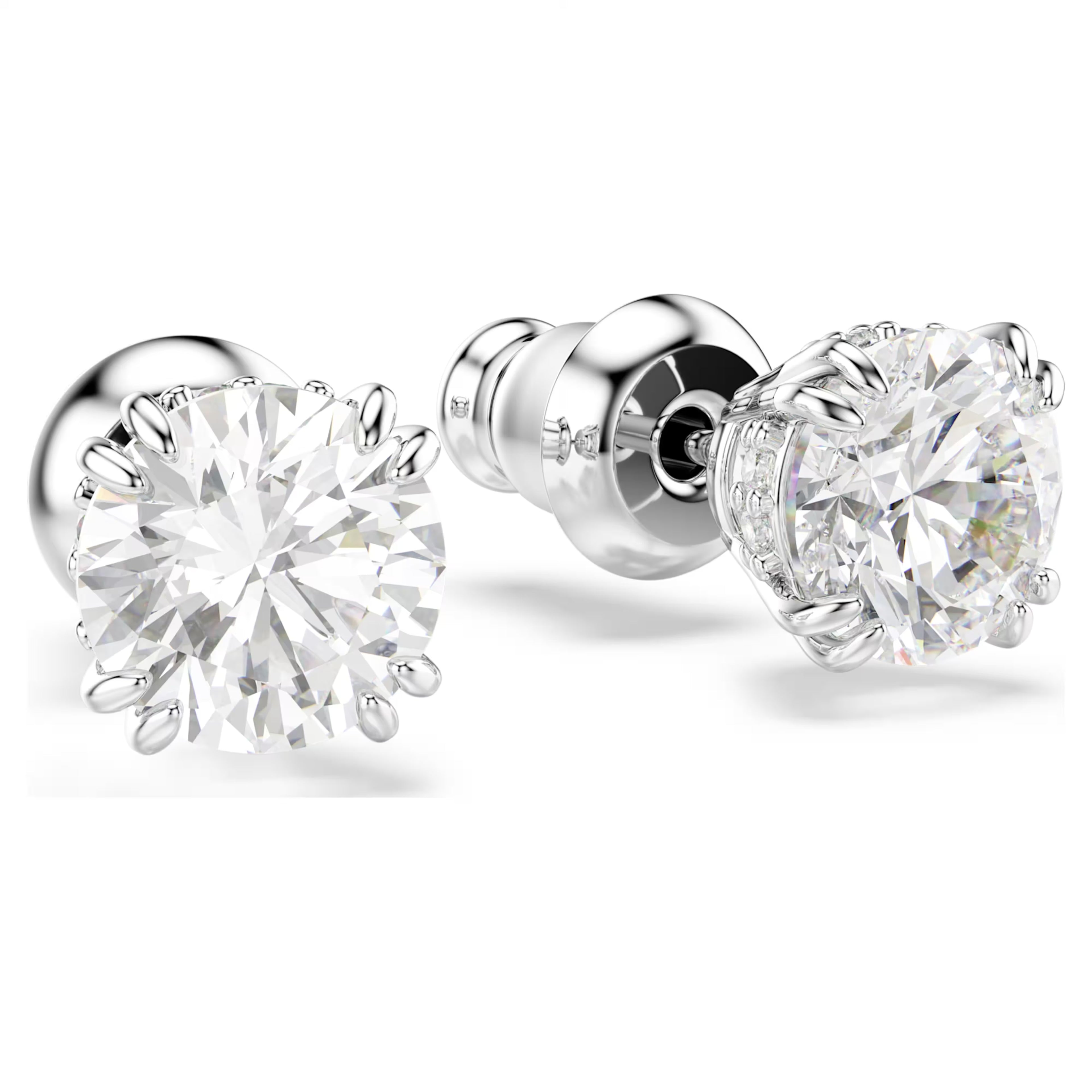 Stilla stud earrings Round cut, White, Rhodium plated 5636712