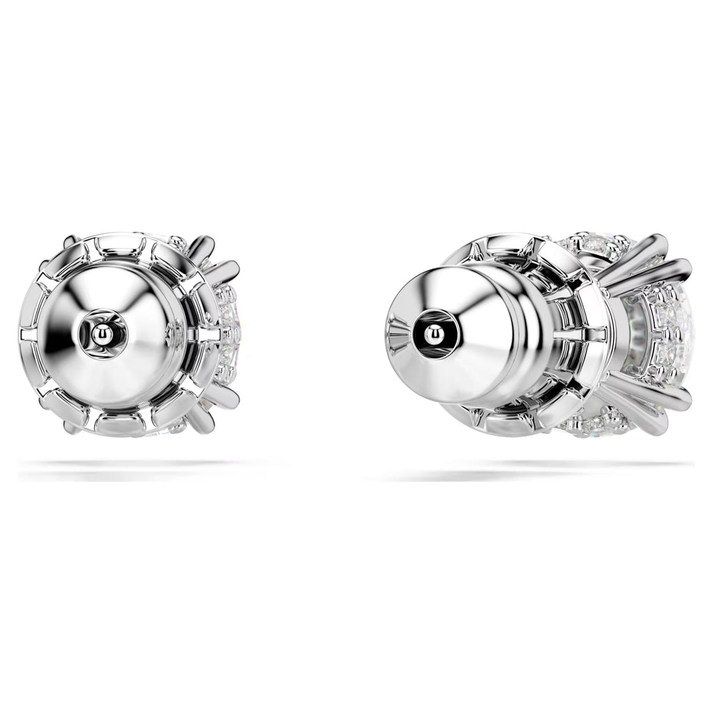 Stilla stud earrings Round cut, White, Rhodium plated 5636712